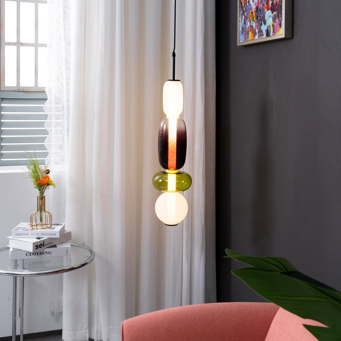 Mara | Colored Glass Pendant Lamp Bedroom Entryway Hanging