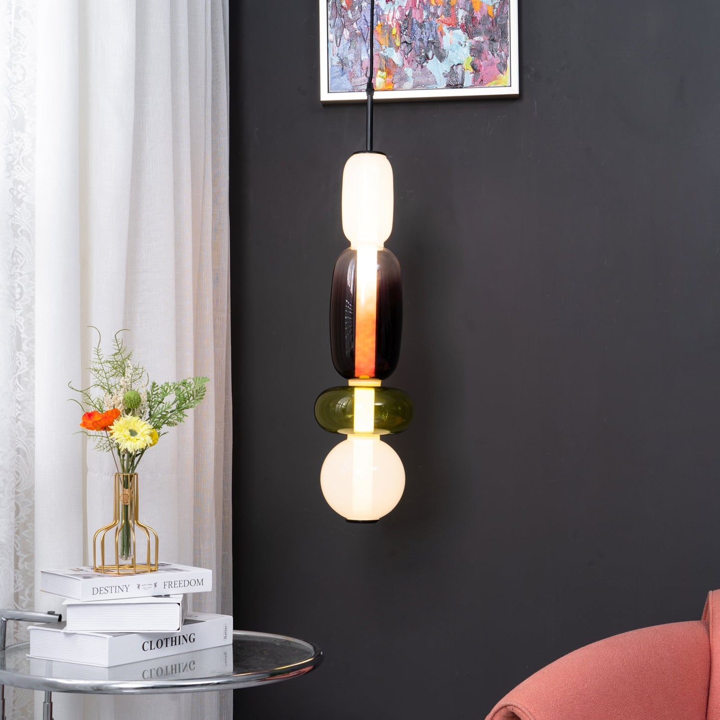 Mara | Colored Glass Pendant Lamp Bedroom Entryway Hanging