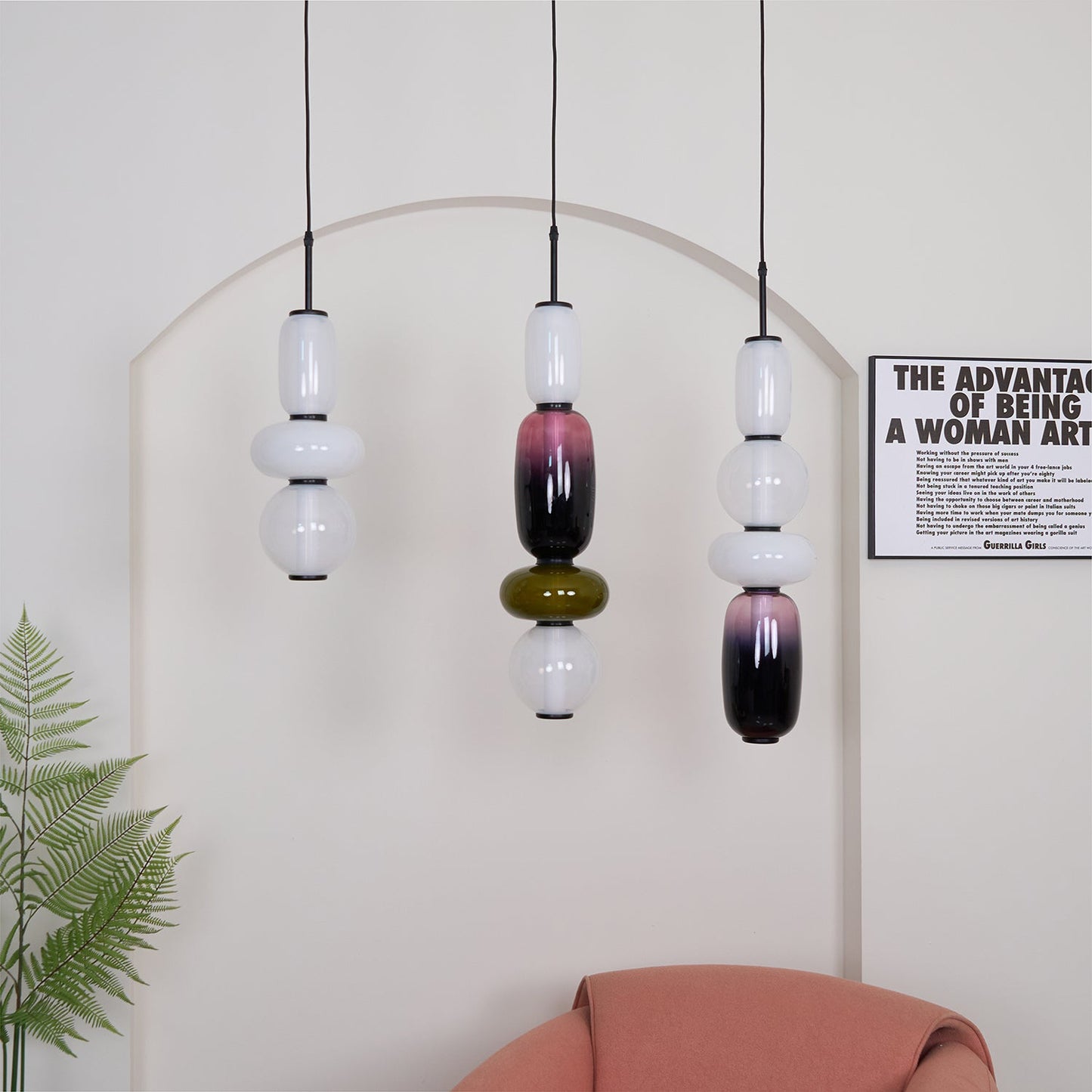Mara | Colored Glass Pendant Lamp Bedroom Entryway Hanging