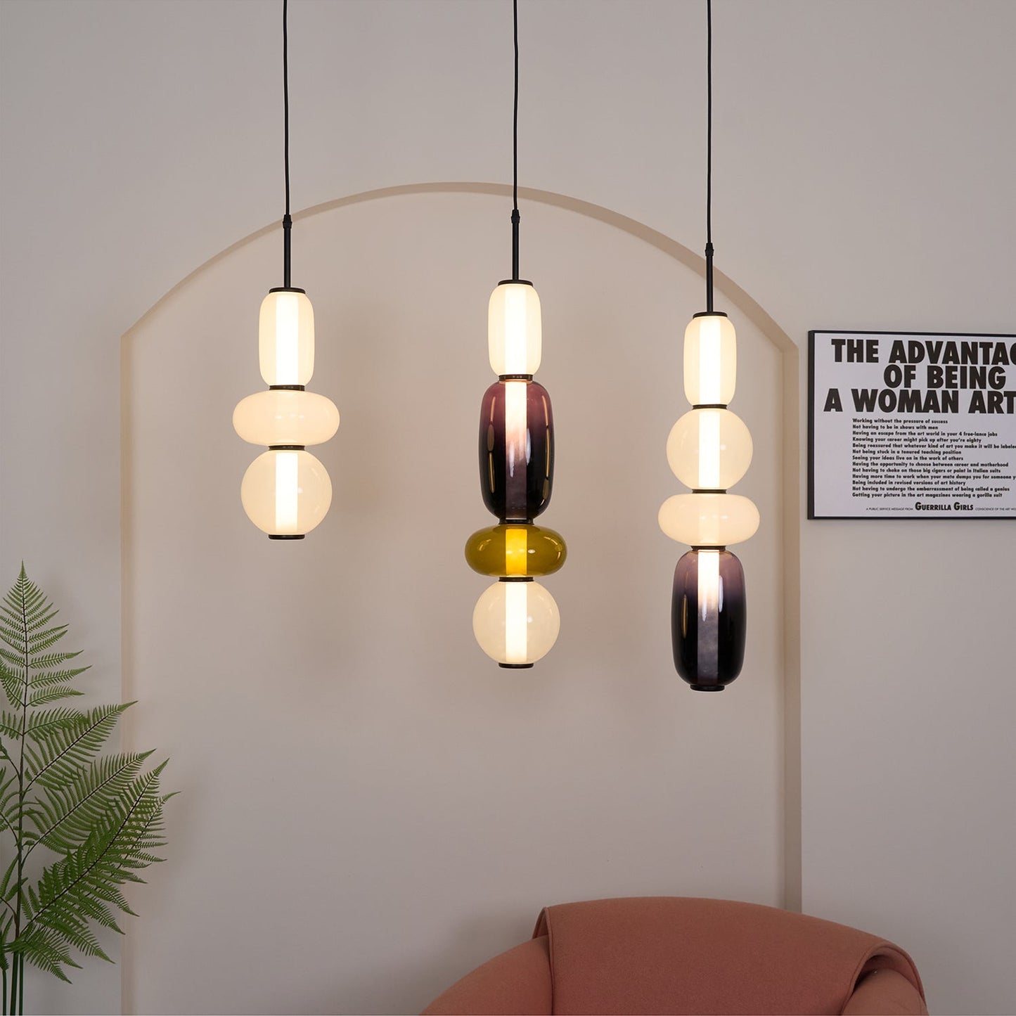 Mara | Colored Glass Pendant Lamp Bedroom Entryway Hanging