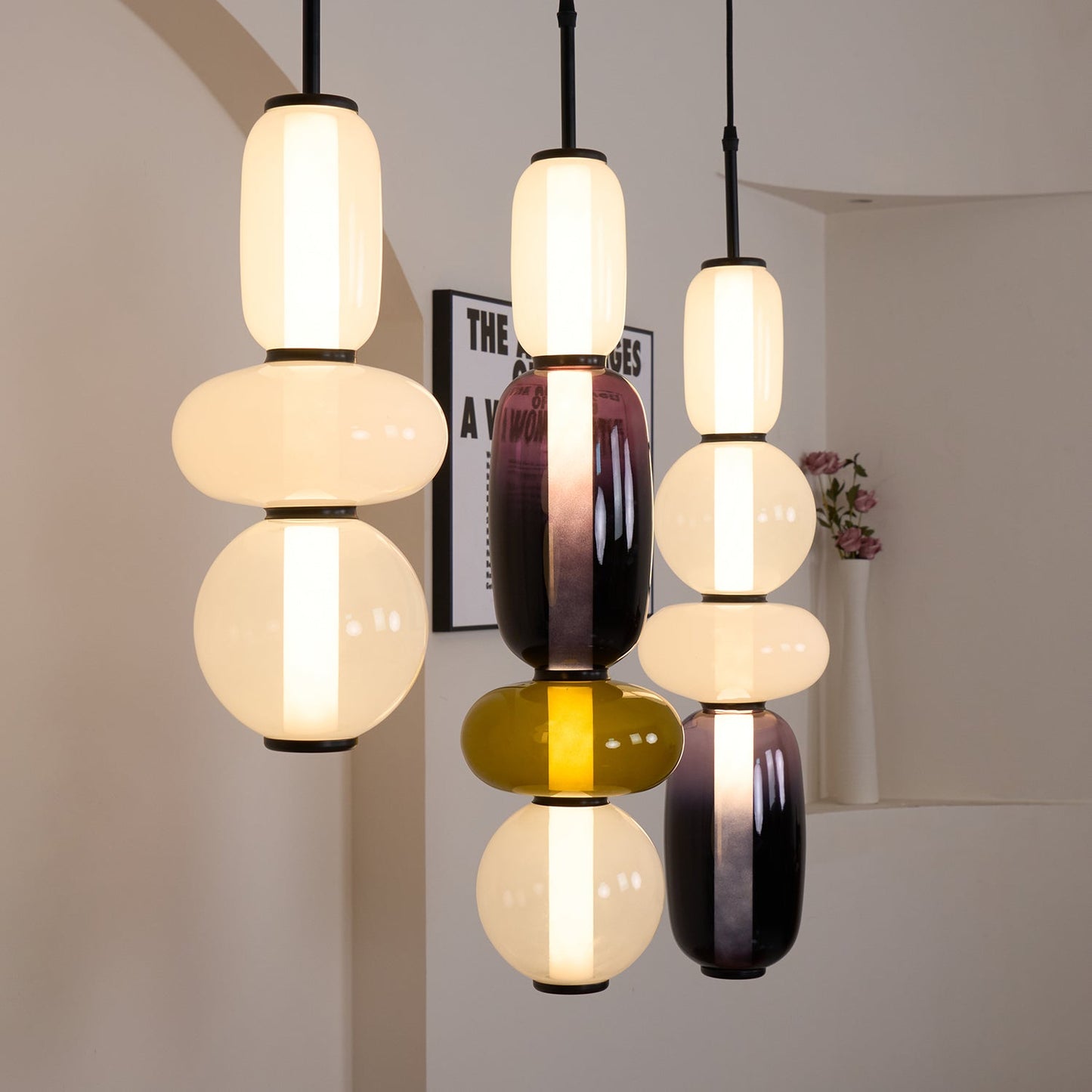 Mara | Colored Glass Pendant Lamp Bedroom Entryway Hanging