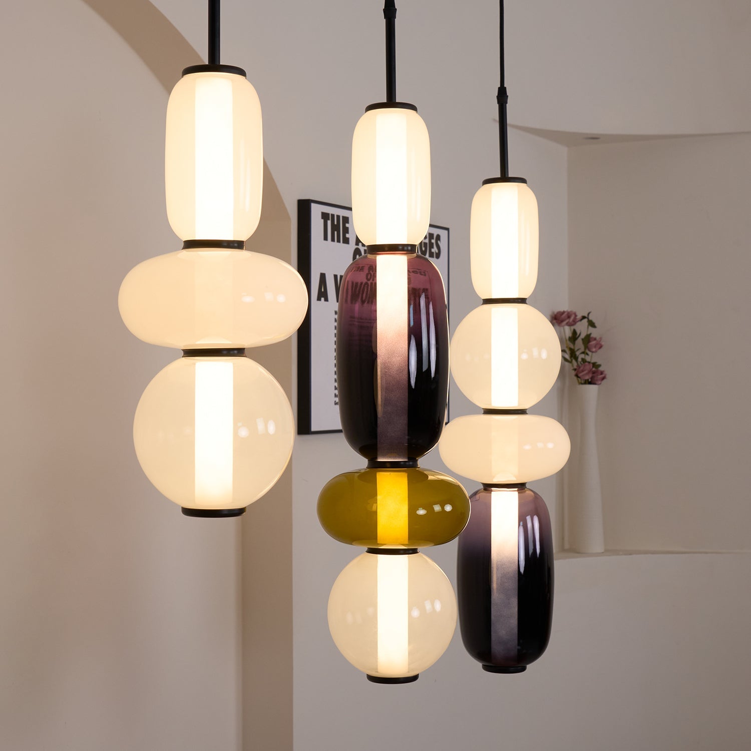 Mara | Colored Glass Pendant Lamp Bedroom Entryway Hanging