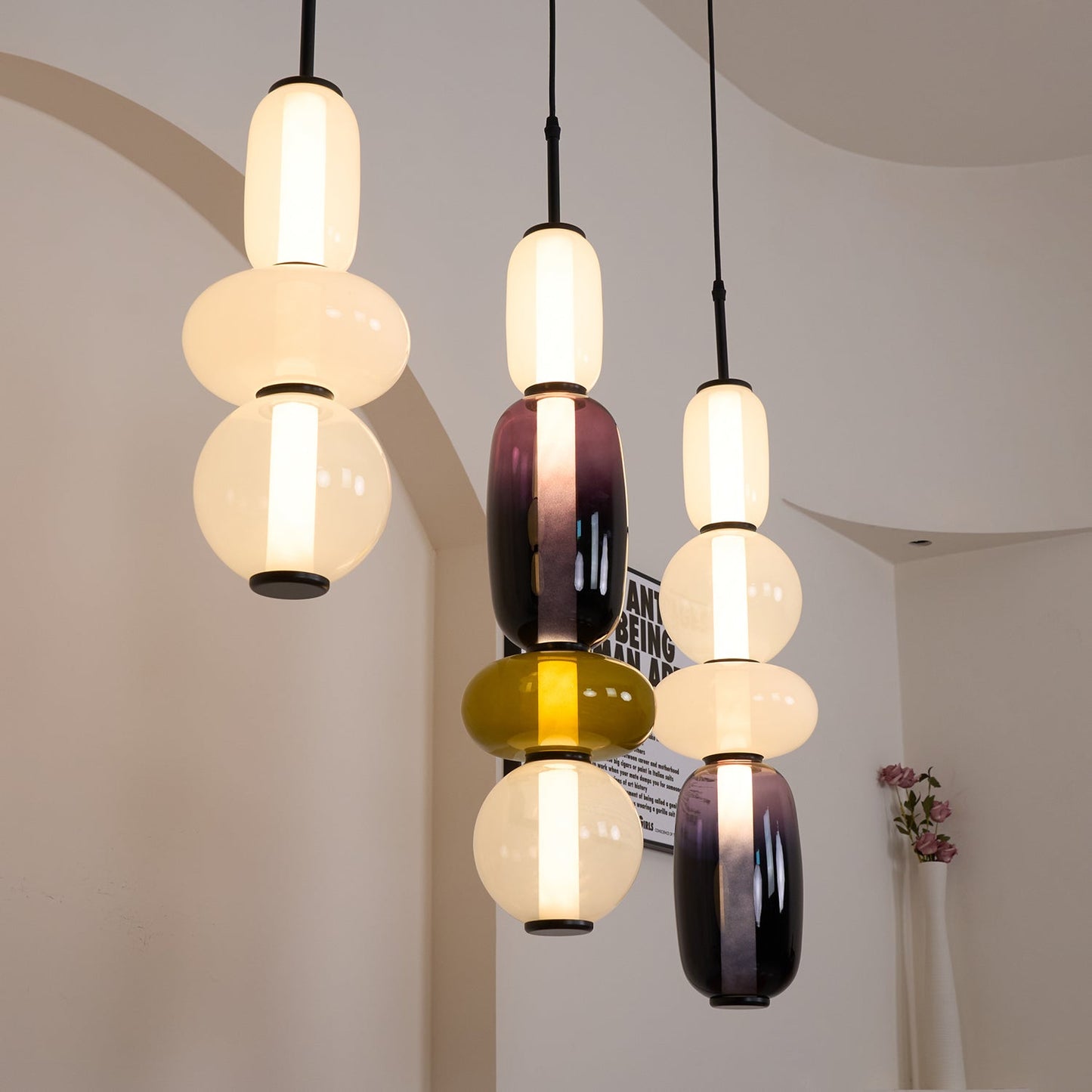 Mara | Colored Glass Pendant Lamp Bedroom Entryway Hanging