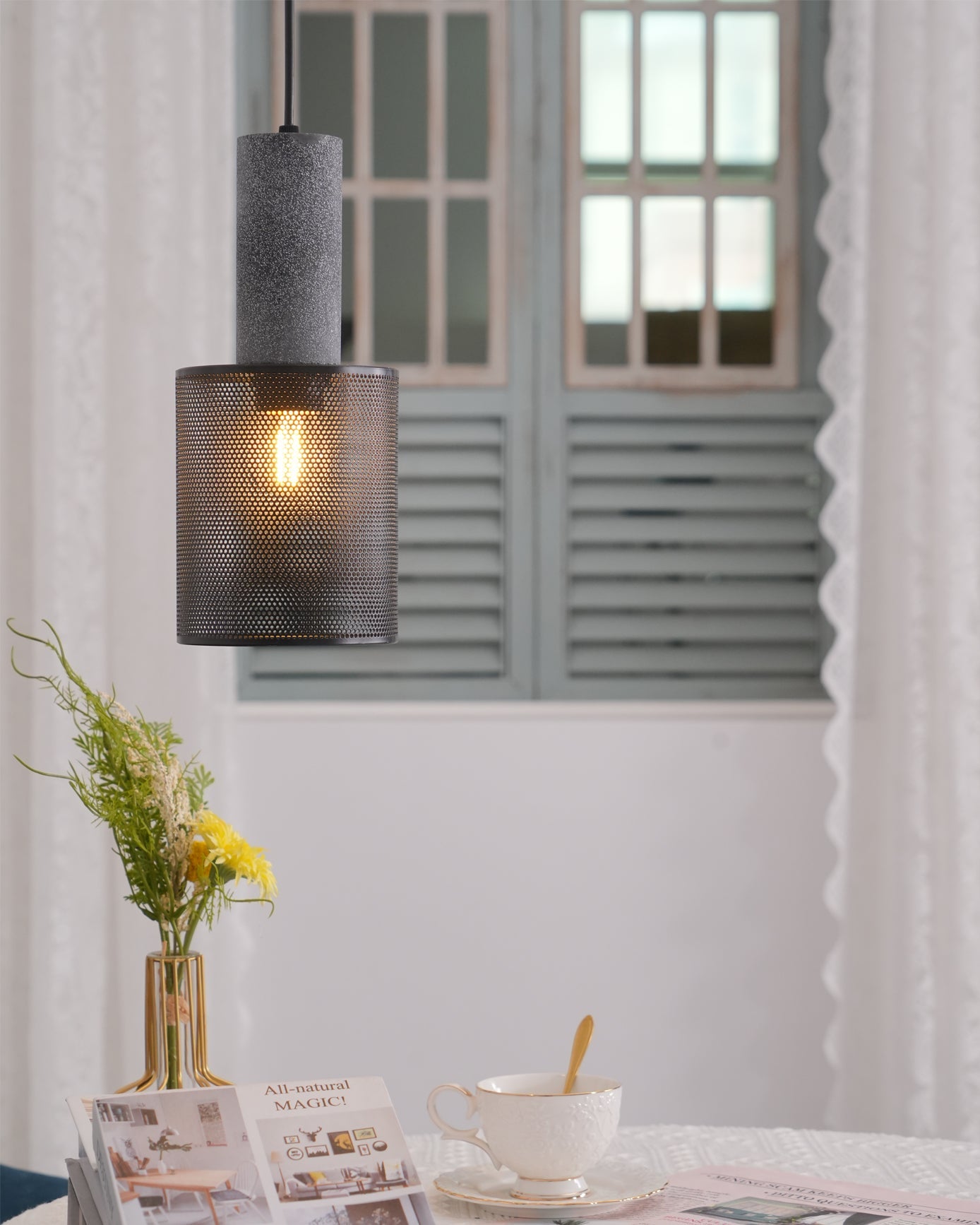 Luxara | Cement Cylinder Pendant for Modern Home Lighting Fixture