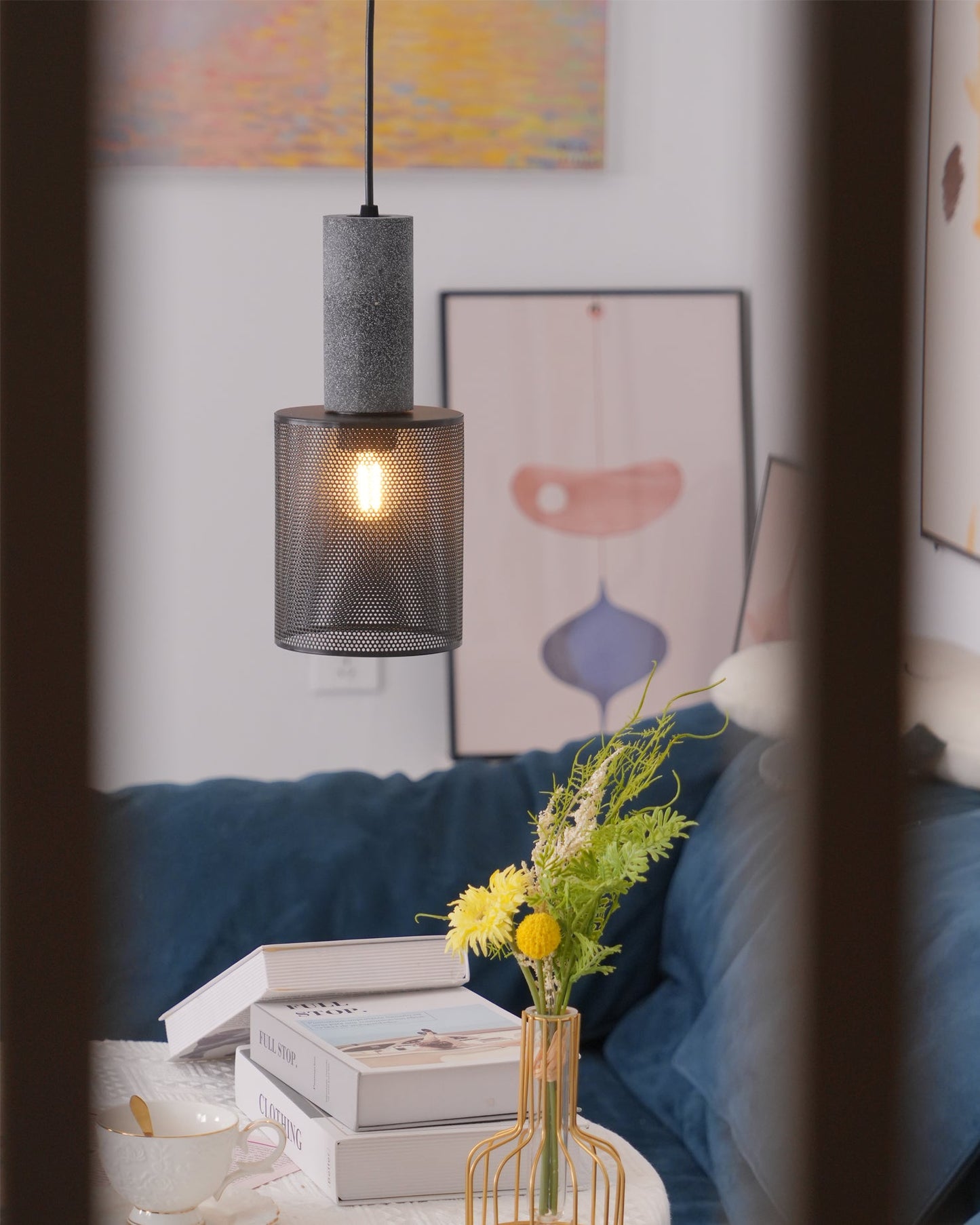 Luxara | Cement Cylinder Pendant for Modern Home Lighting Fixture