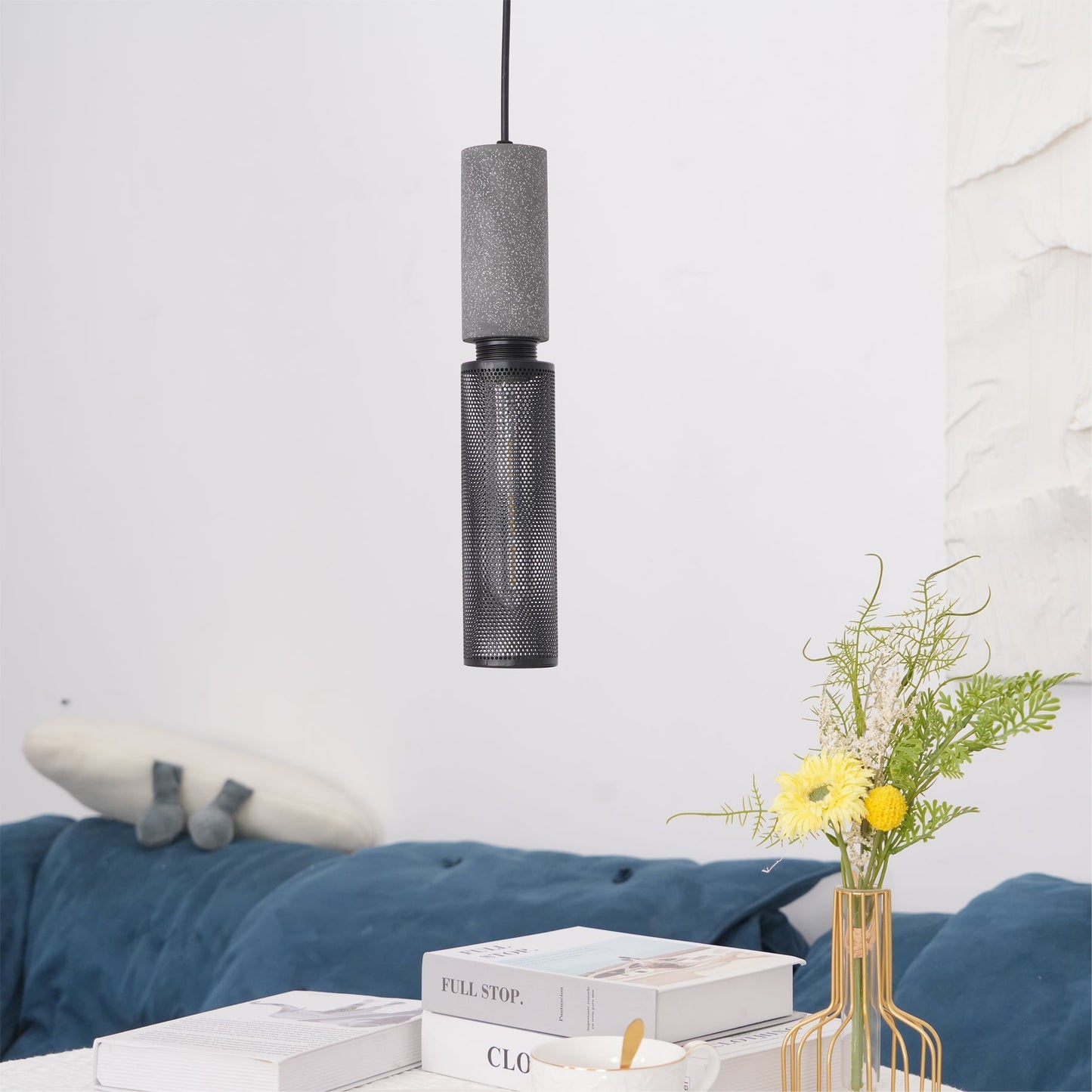 Luxara | Cement Cylinder Pendant for Modern Home Lighting Fixture