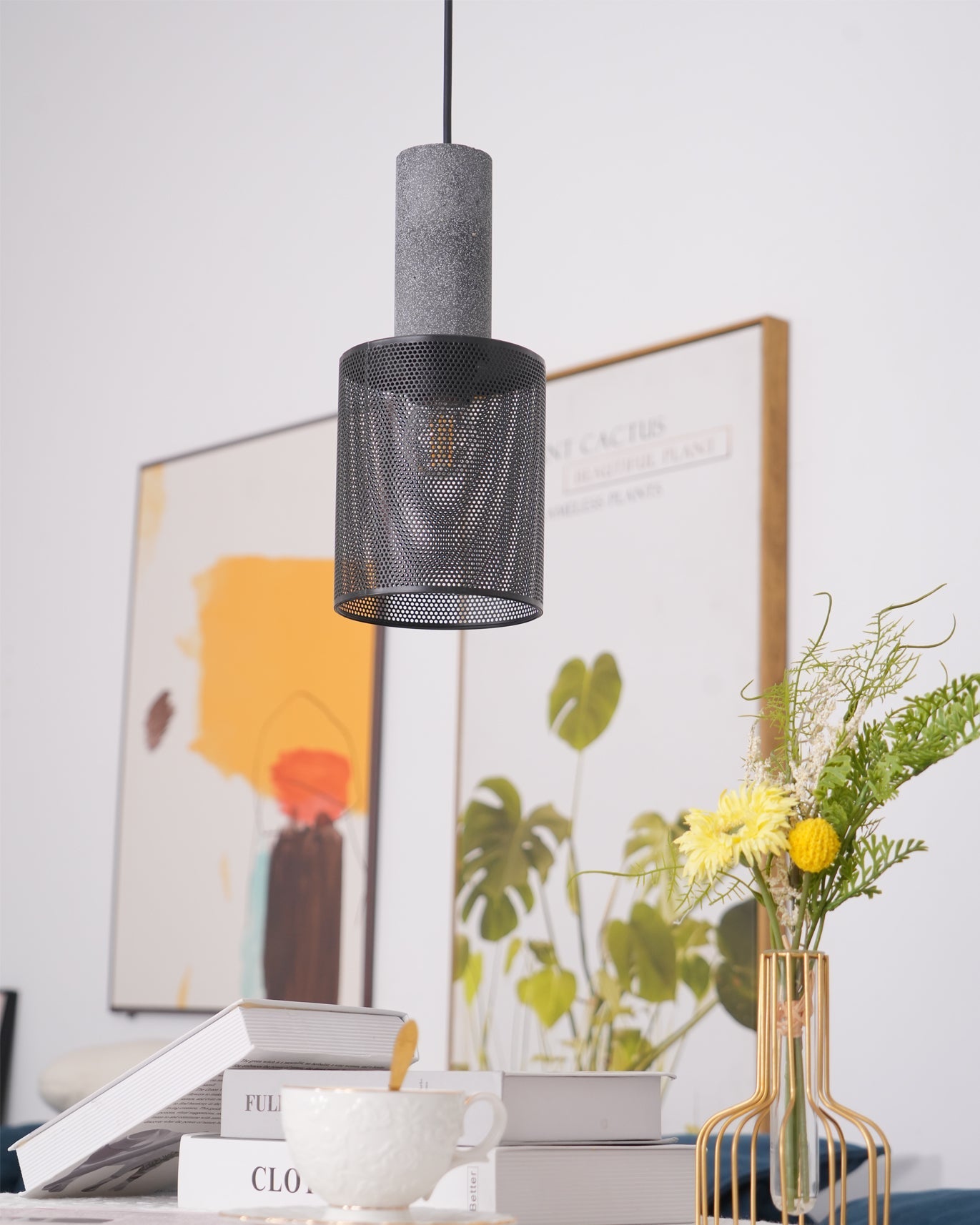 Luxara | Cement Cylinder Pendant for Modern Home Lighting Fixture