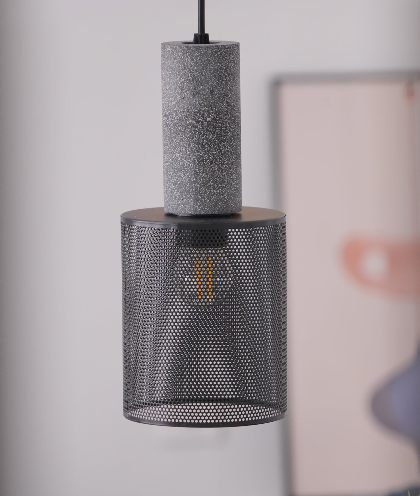 Luxara | Cement Cylinder Pendant for Modern Home Lighting Fixture