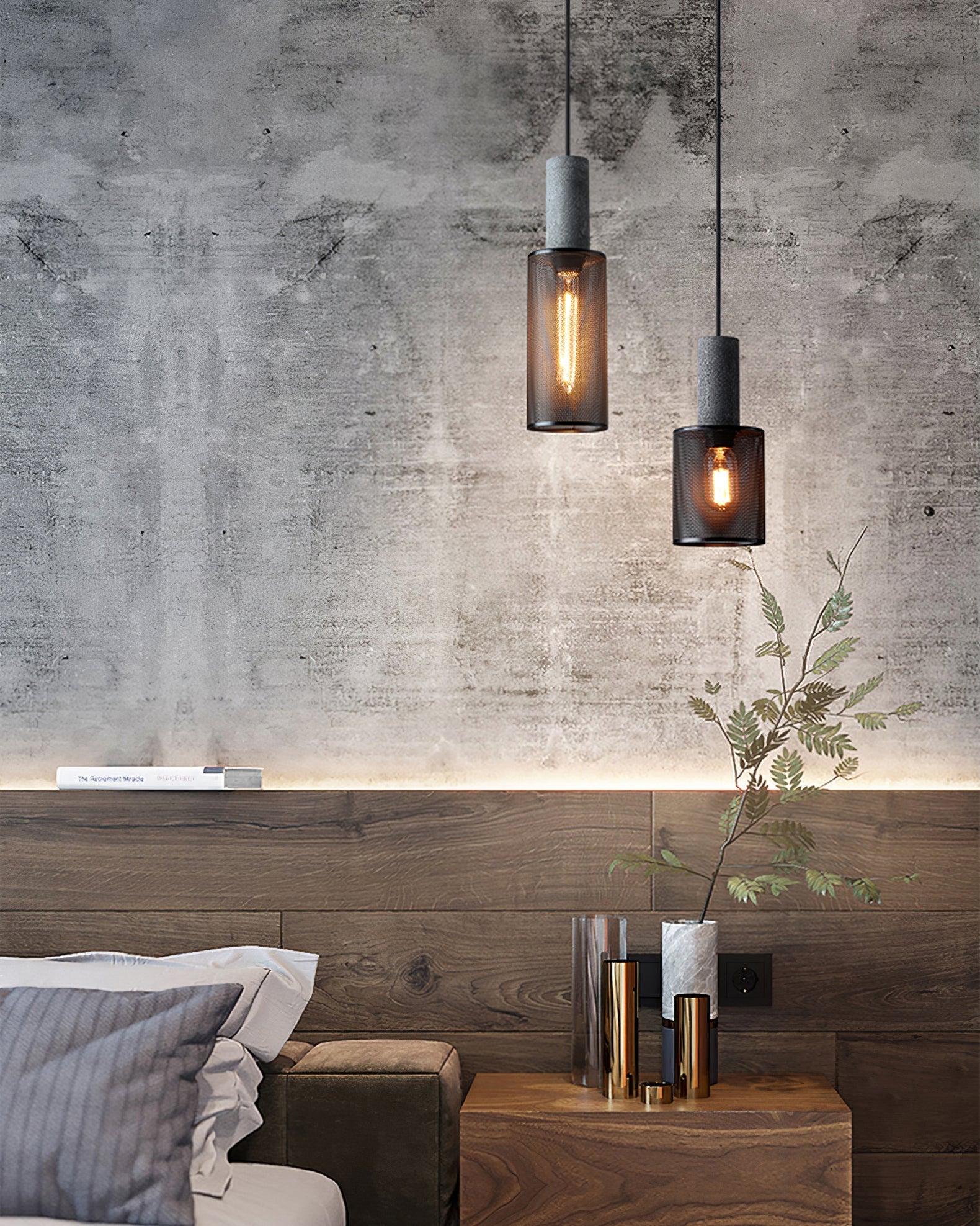 Luxara | Cement Cylinder Pendant for Modern Home Lighting Fixture