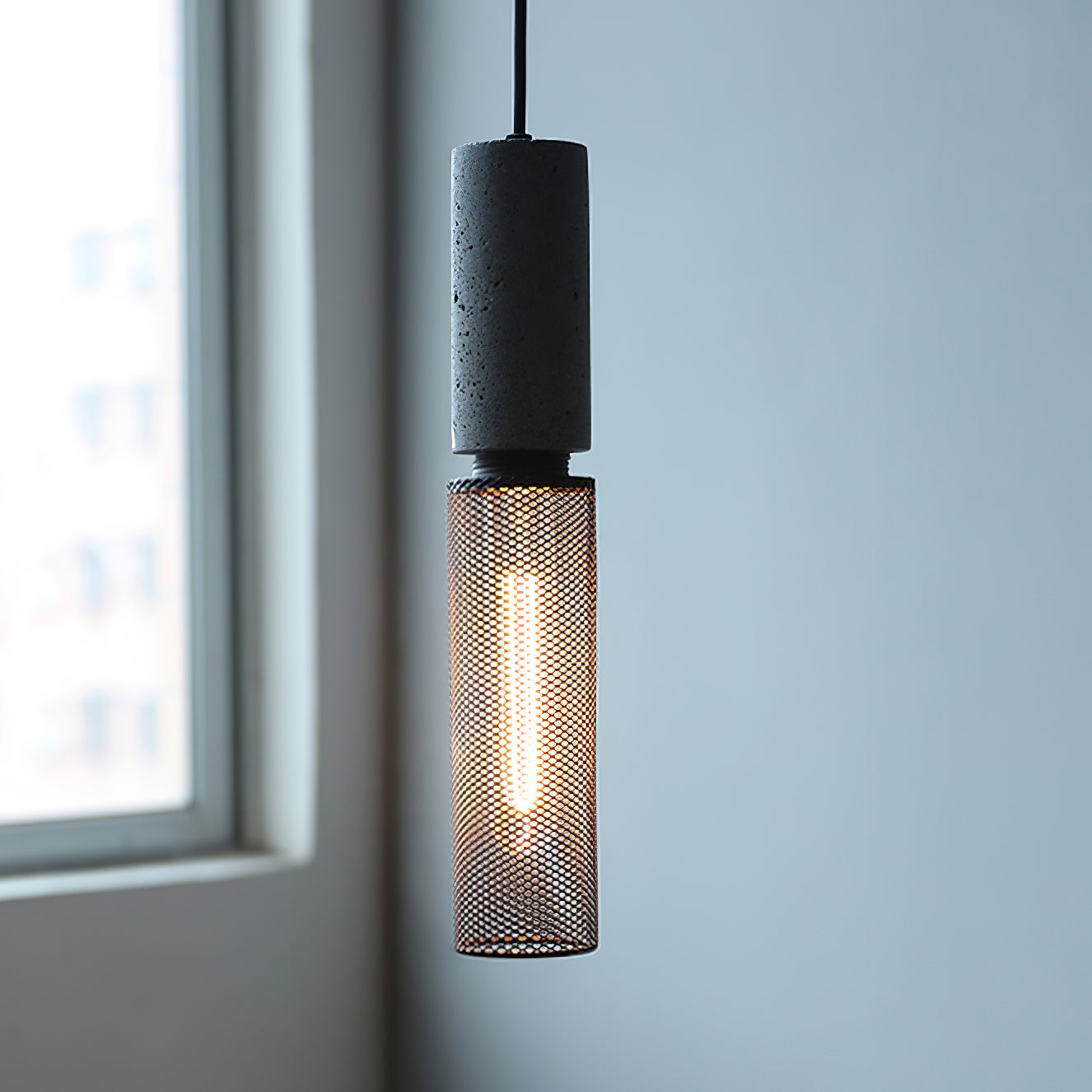 Luxara | Cement Cylinder Pendant for Modern Home Lighting Fixture