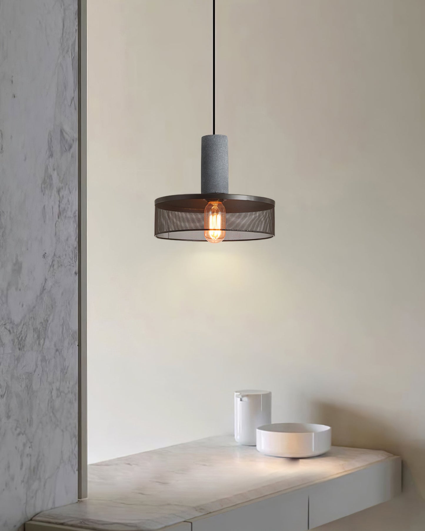 Luxara | Cement Cylinder Pendant for Modern Home Lighting Fixture