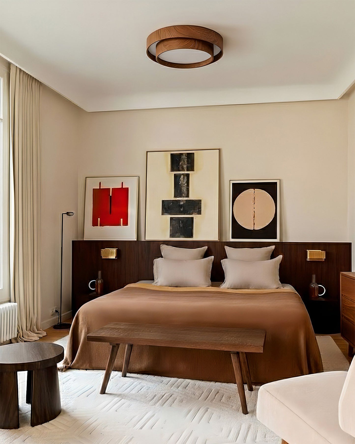 Zentro | LED Round Wood Flush Mount Ceiling Light