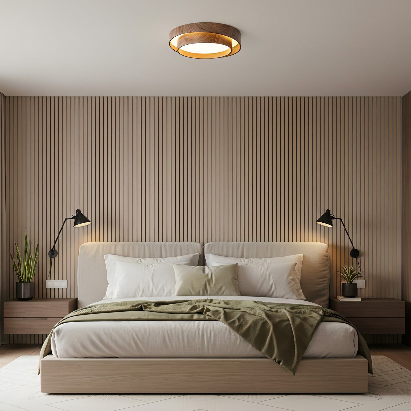 Zentro | LED Round Wood Flush Mount Ceiling Light
