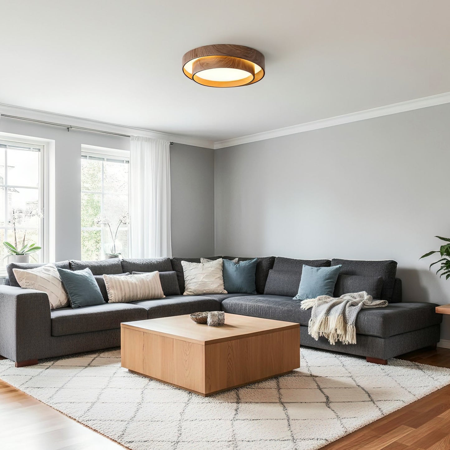 Zentro | LED Round Wood Flush Mount Ceiling Light