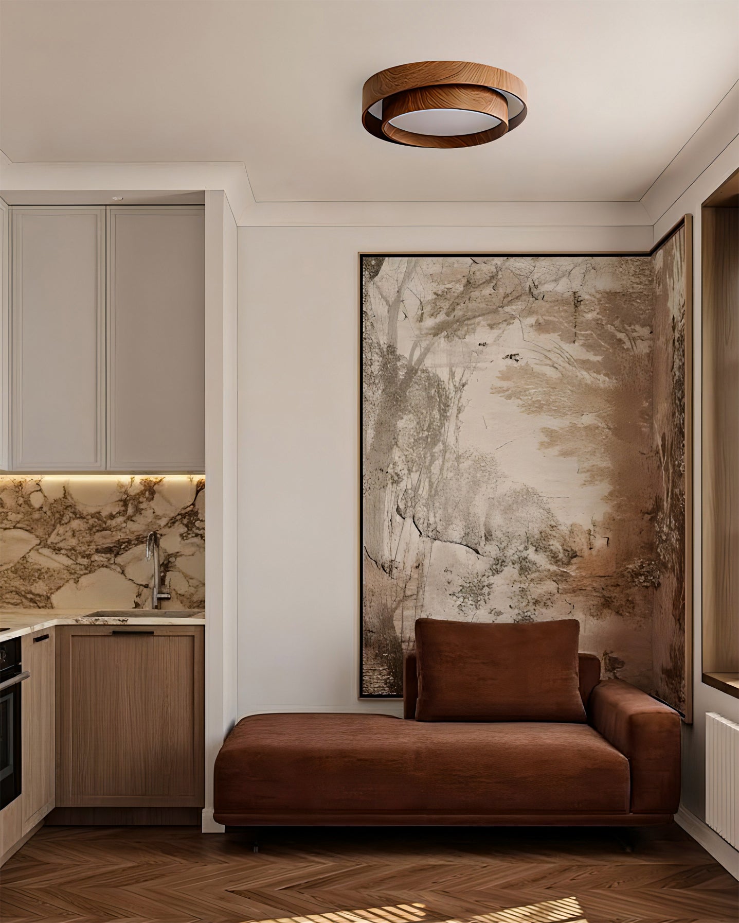 Zentro | LED Round Wood Flush Mount Ceiling Light