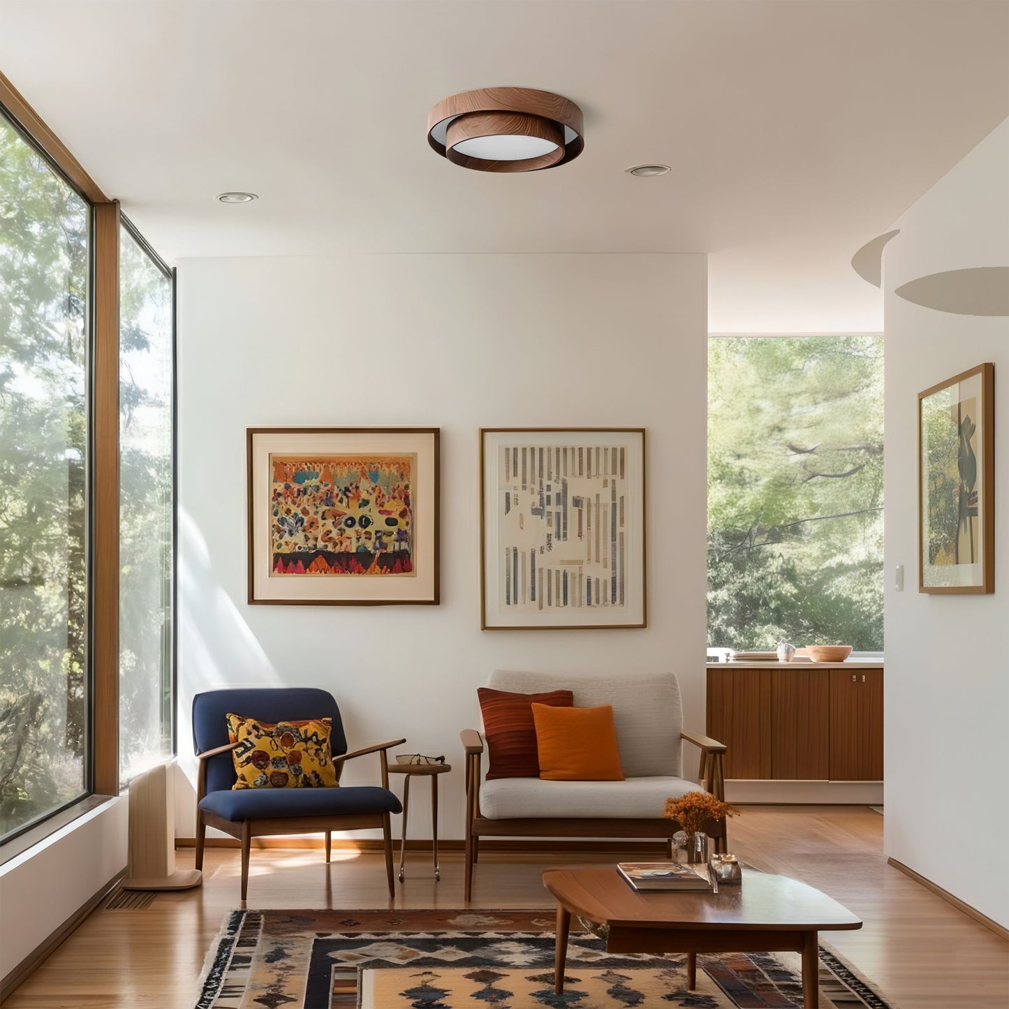 Zentro | LED Round Wood Flush Mount Ceiling Light