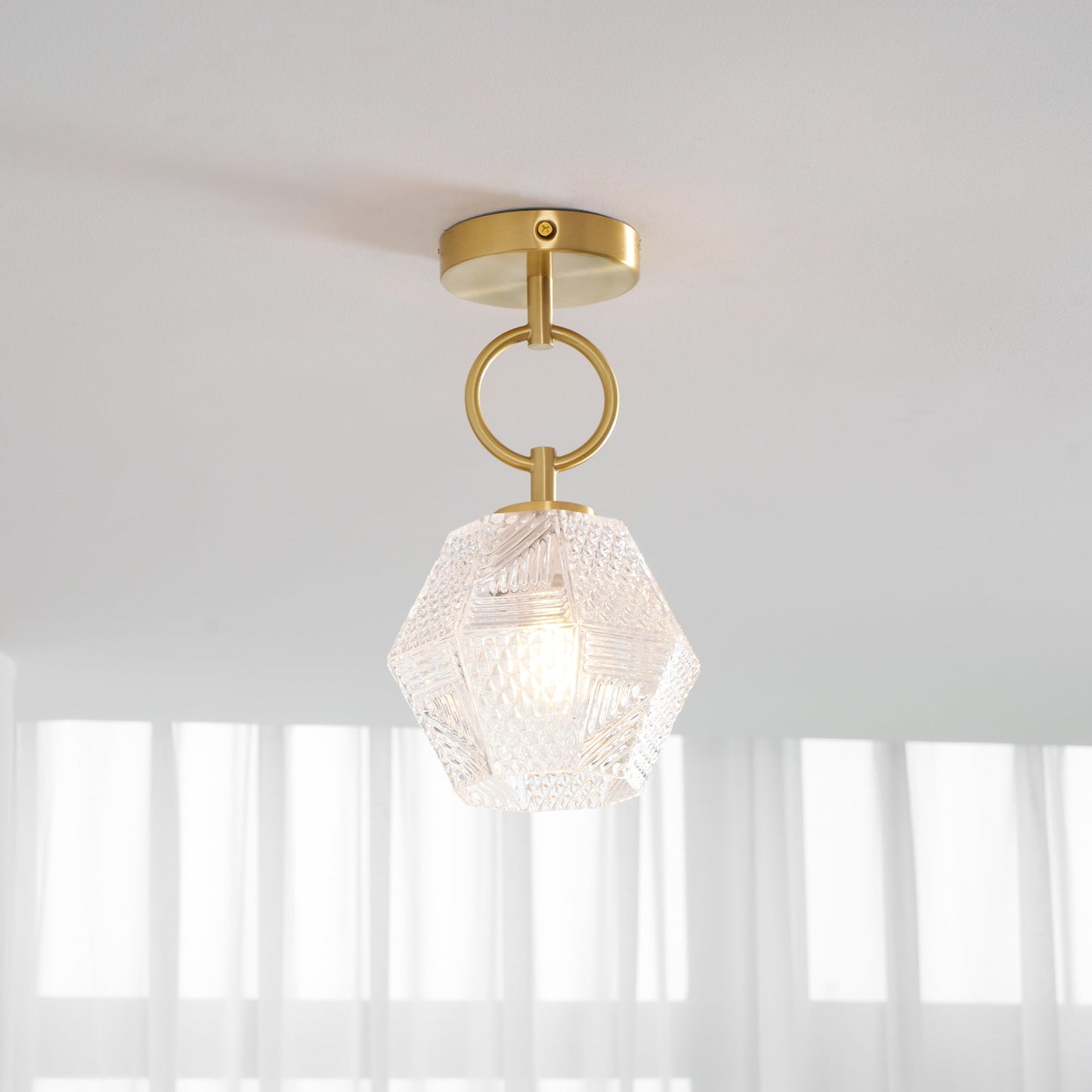 Aurevia | Diamond Cut Glass Brass Art Deco Pendant Light