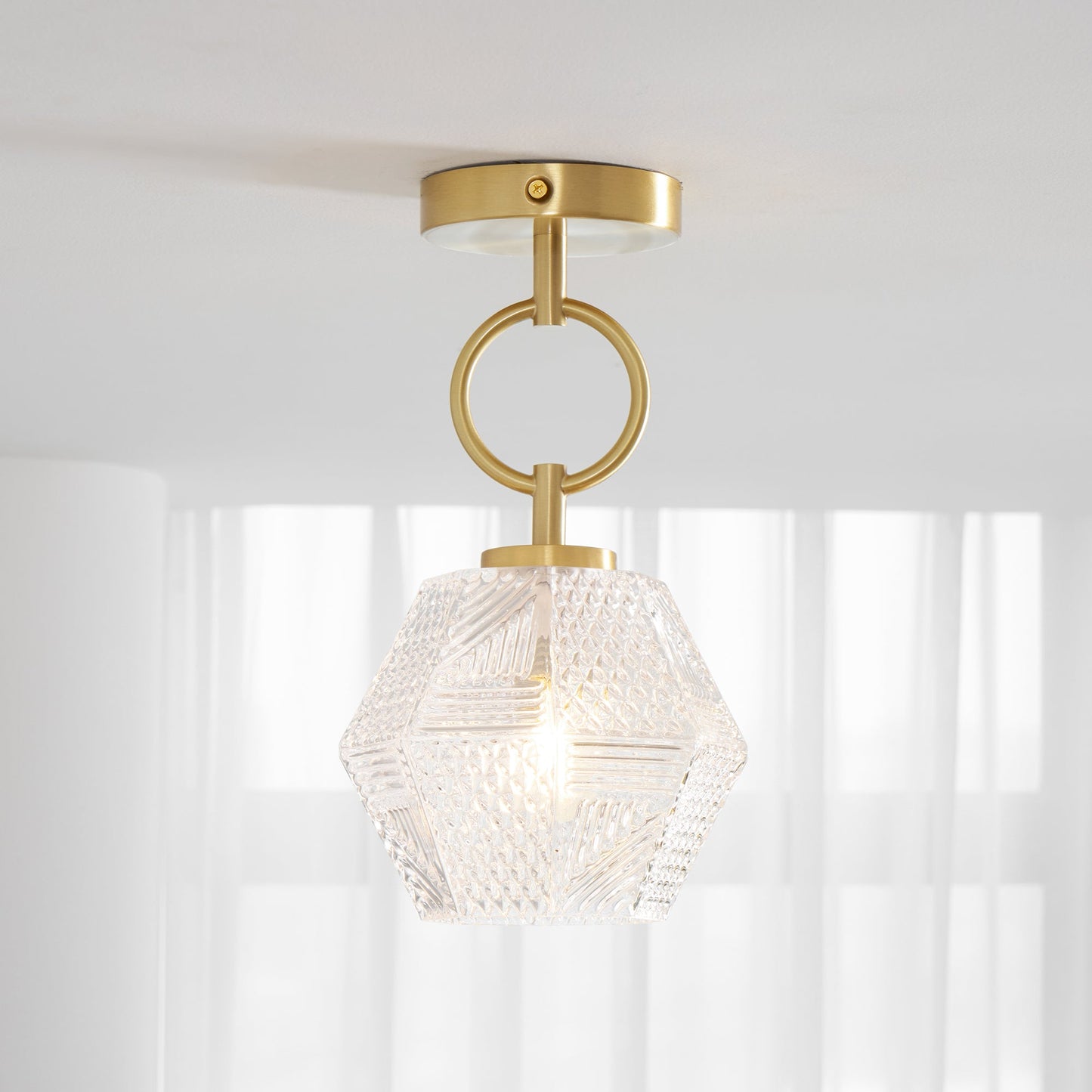 Aurevia | Diamond Cut Glass Brass Art Deco Pendant Light