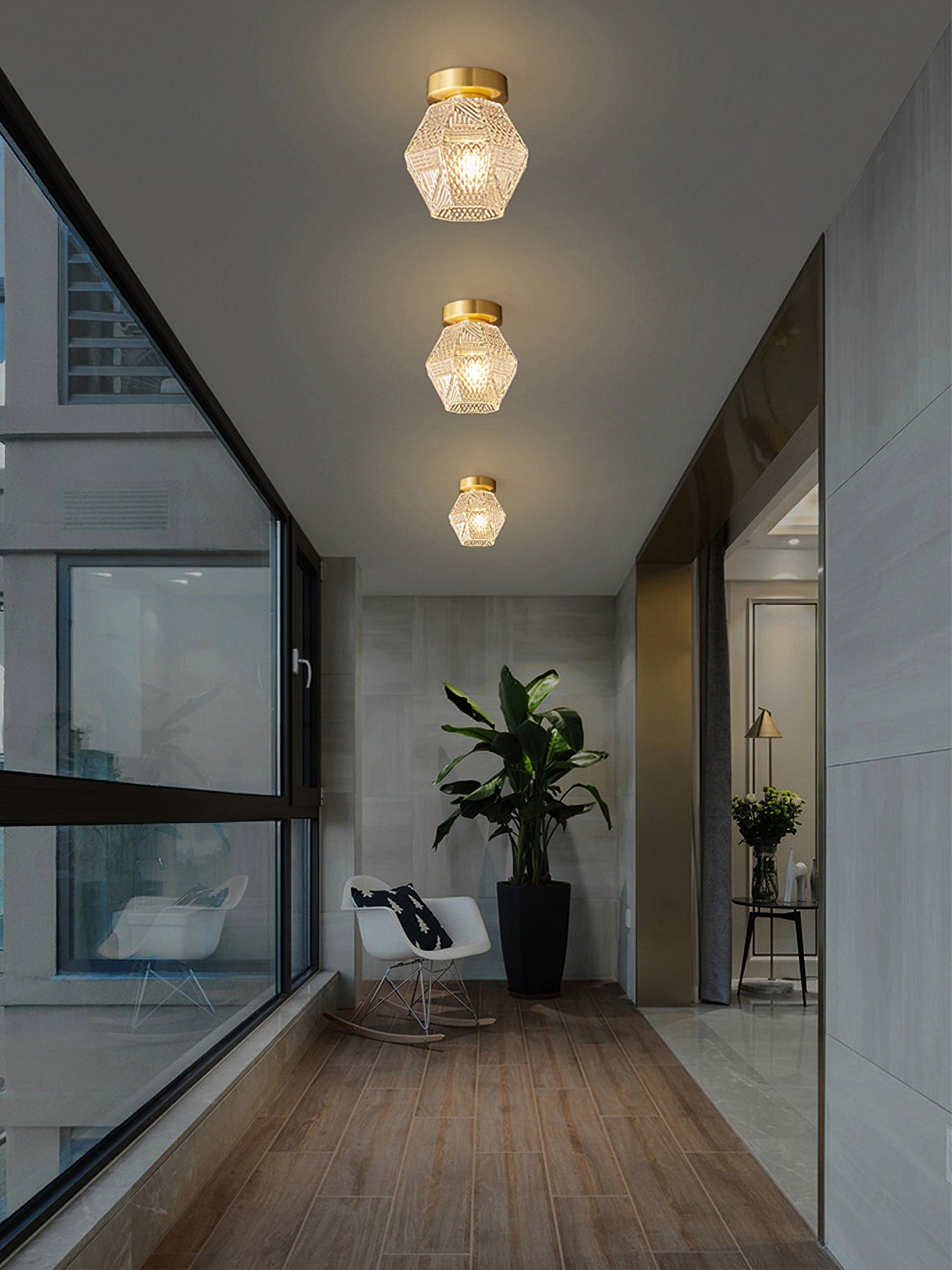 Aurevia | Diamond Cut Glass Brass Art Deco Pendant Light