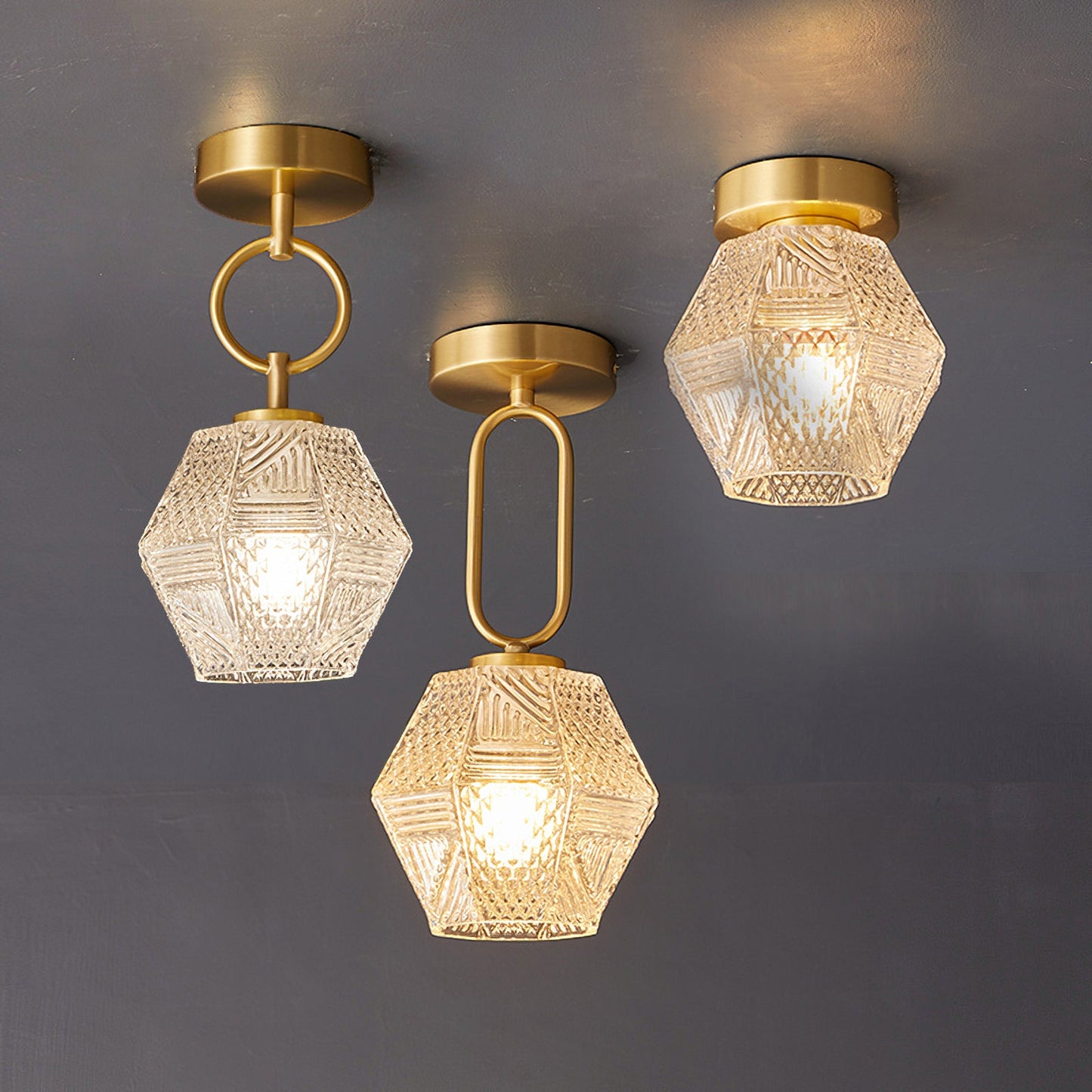 Aurevia | Diamond Cut Glass Brass Art Deco Pendant Light