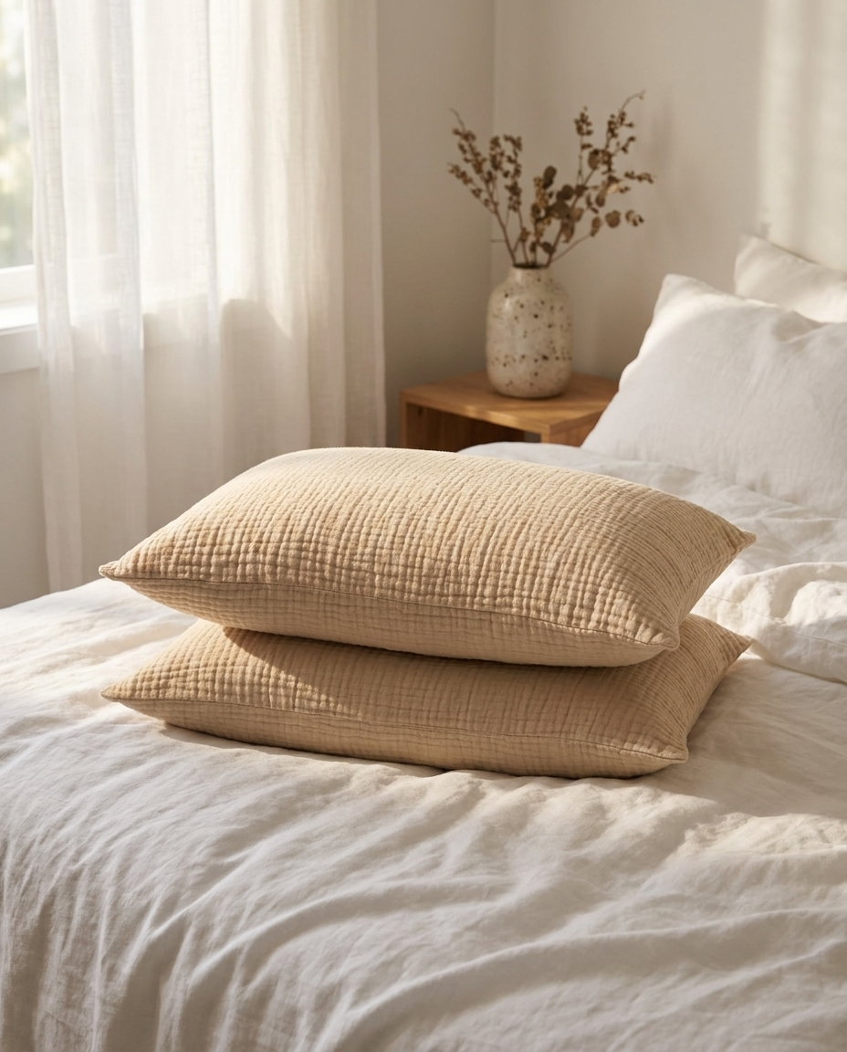 Breathable Muslin Pillowcase Set for Hair and Skin
