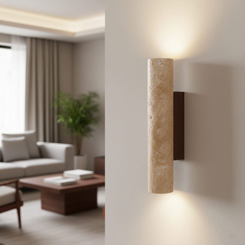 Taro | Japandi Stone Wall Light - Travertine