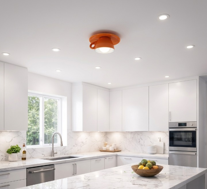 Keith | Modern Flush LED Coffee Cup Ceiling Light