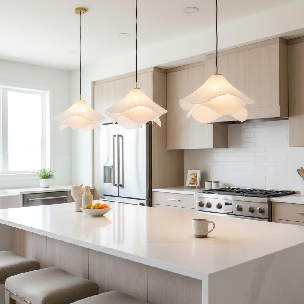 Sora | Japandi Fabric Pendant Light, Dimmable