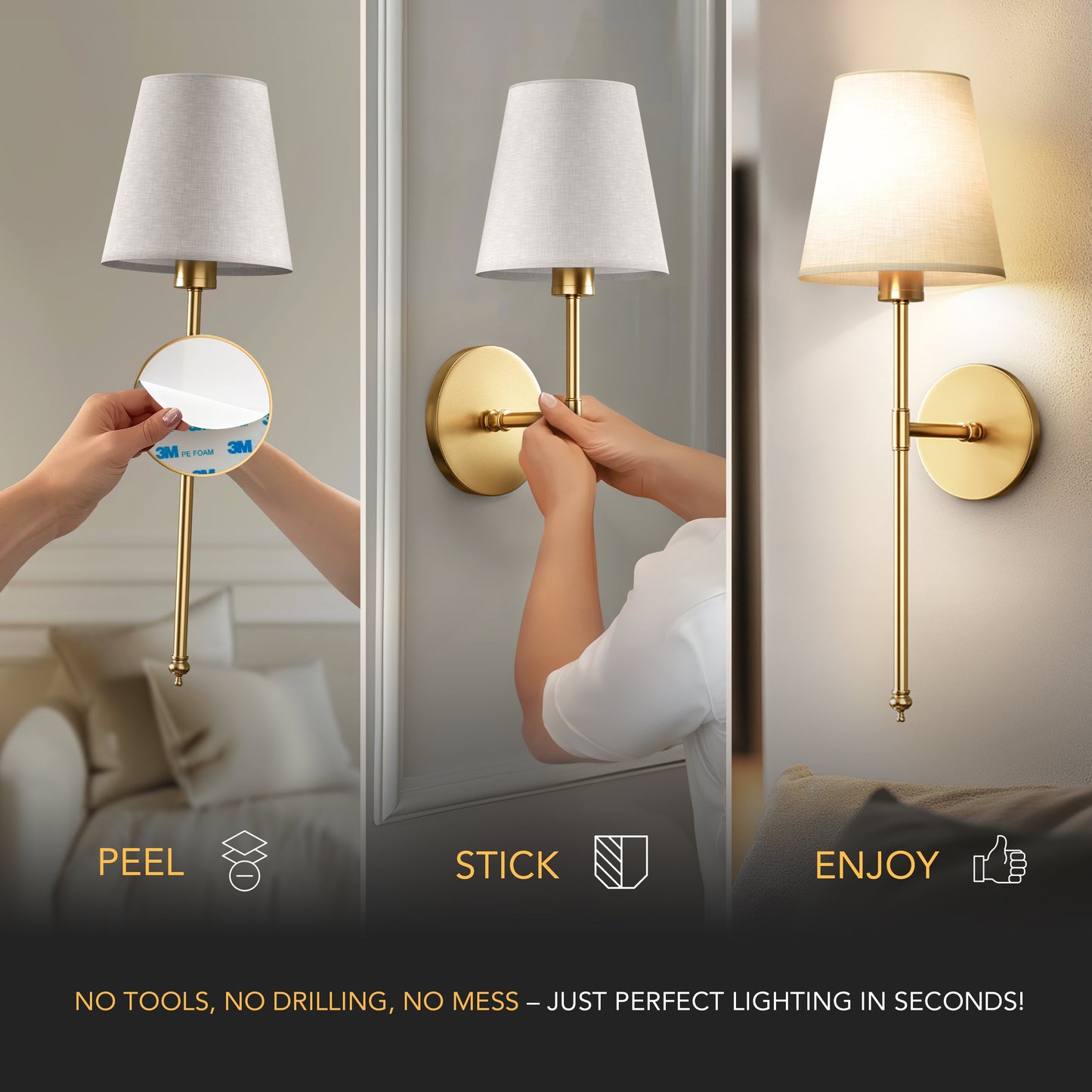 Lightra | Wireless Wall Sconces (Set of 2) – Transform Any Wall in Minutes