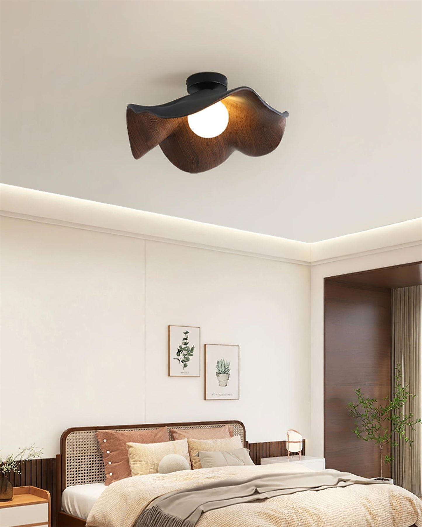 Isolde | LED Flush Mount Wood Bedroom Light Ceiling Lamp