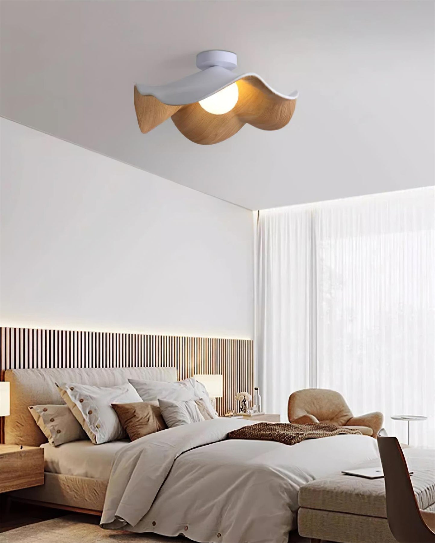 Isolde | LED Flush Mount Wood Bedroom Light Ceiling Lamp