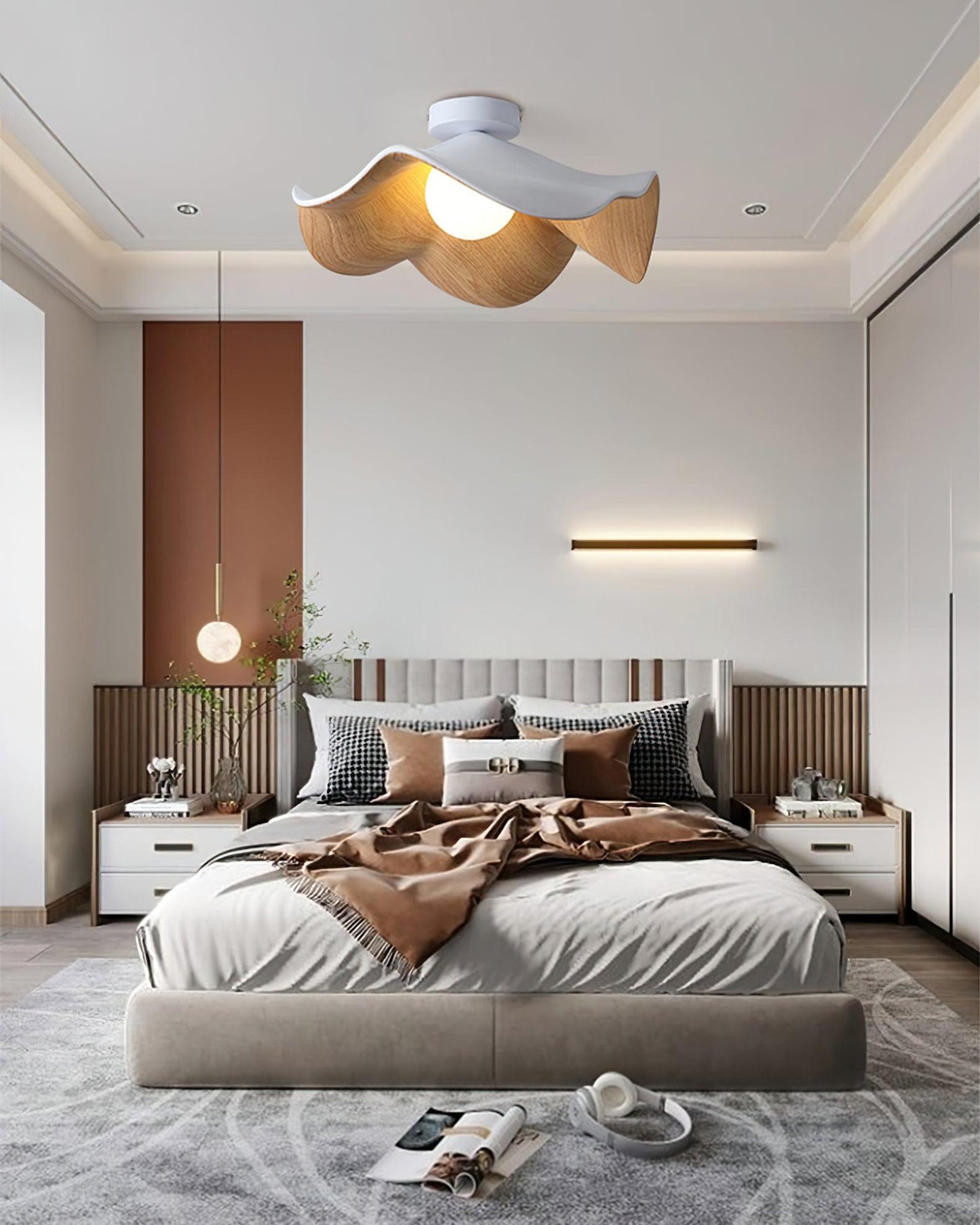 Isolde | LED Flush Mount Wood Bedroom Light Ceiling Lamp