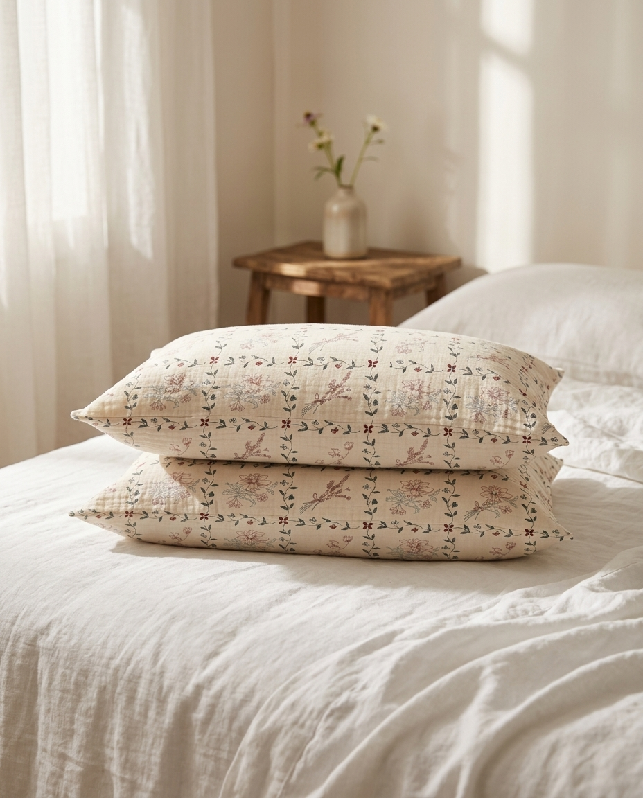 Breathable Muslin Pillowcase Set for Hair and Skin