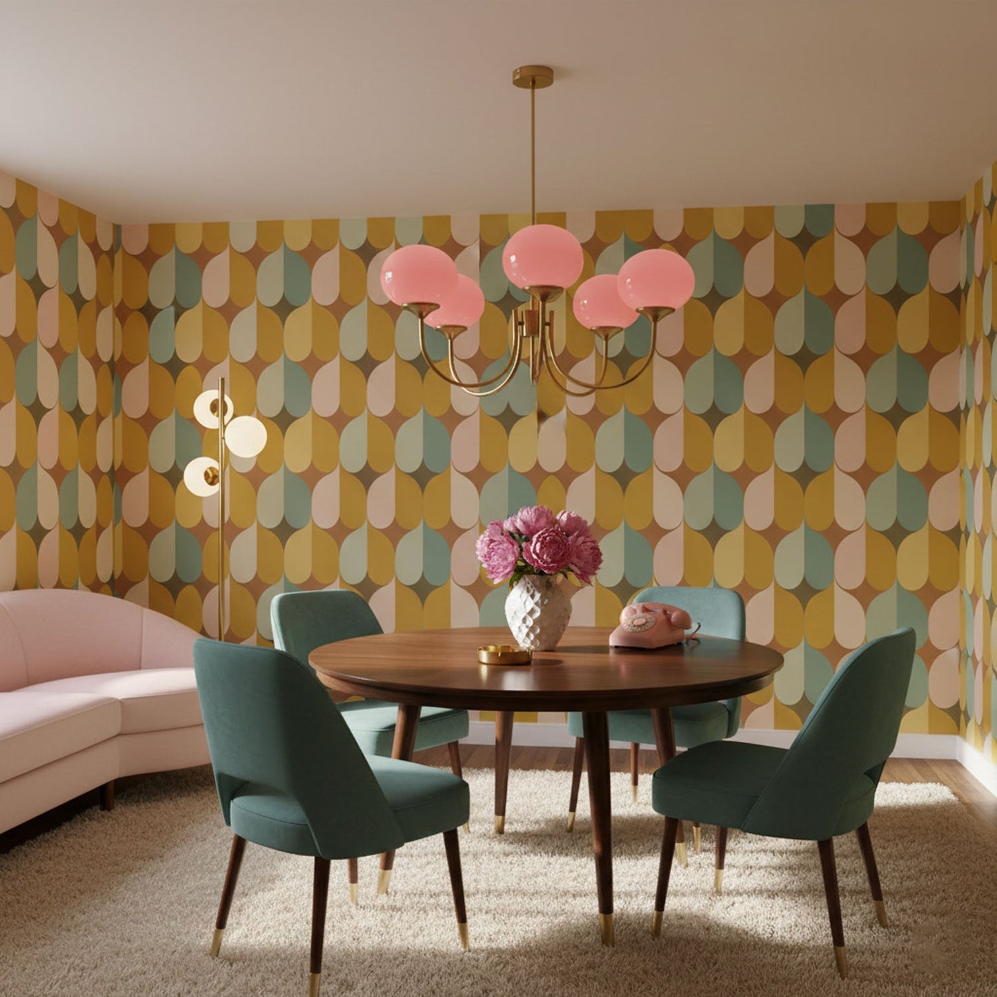 Amara | Round Pink Chandelier Acrylic Light for Living Room & Bedroom