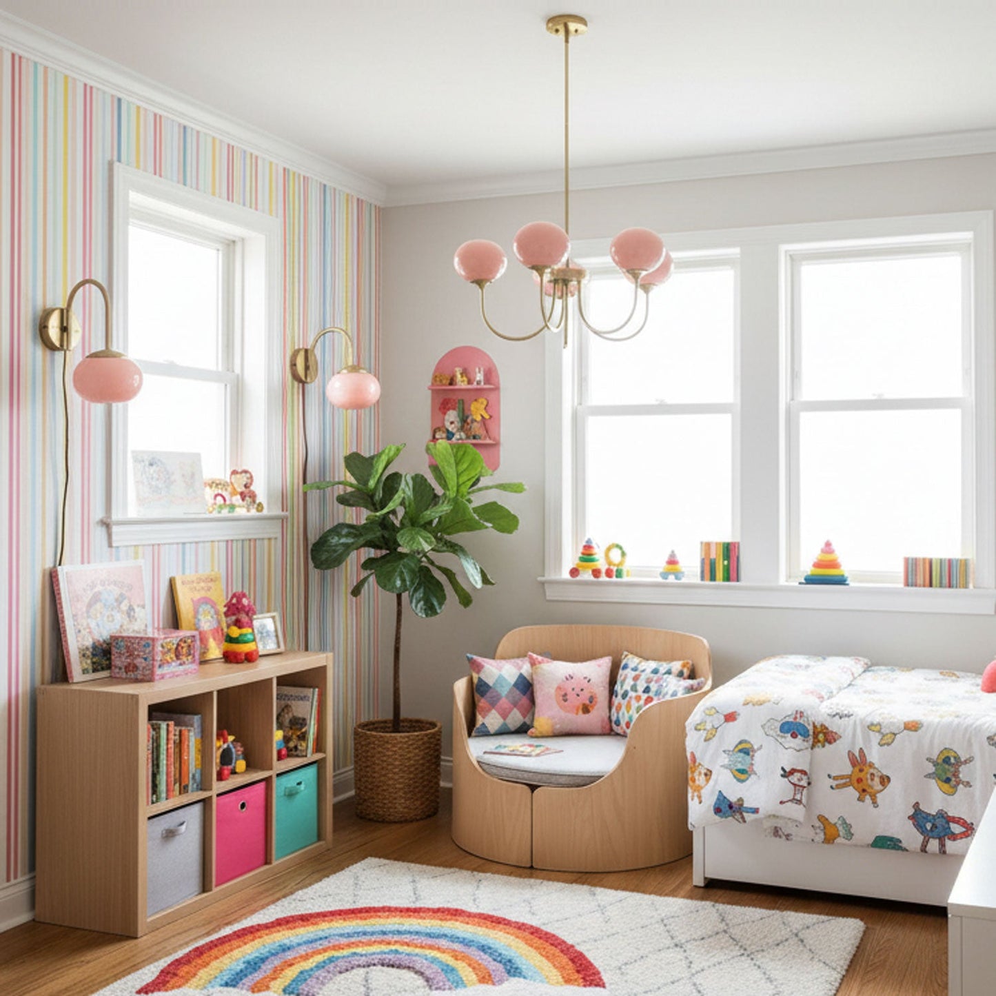 Amara | Round Pink Chandelier Acrylic Light for Living Room & Bedroom