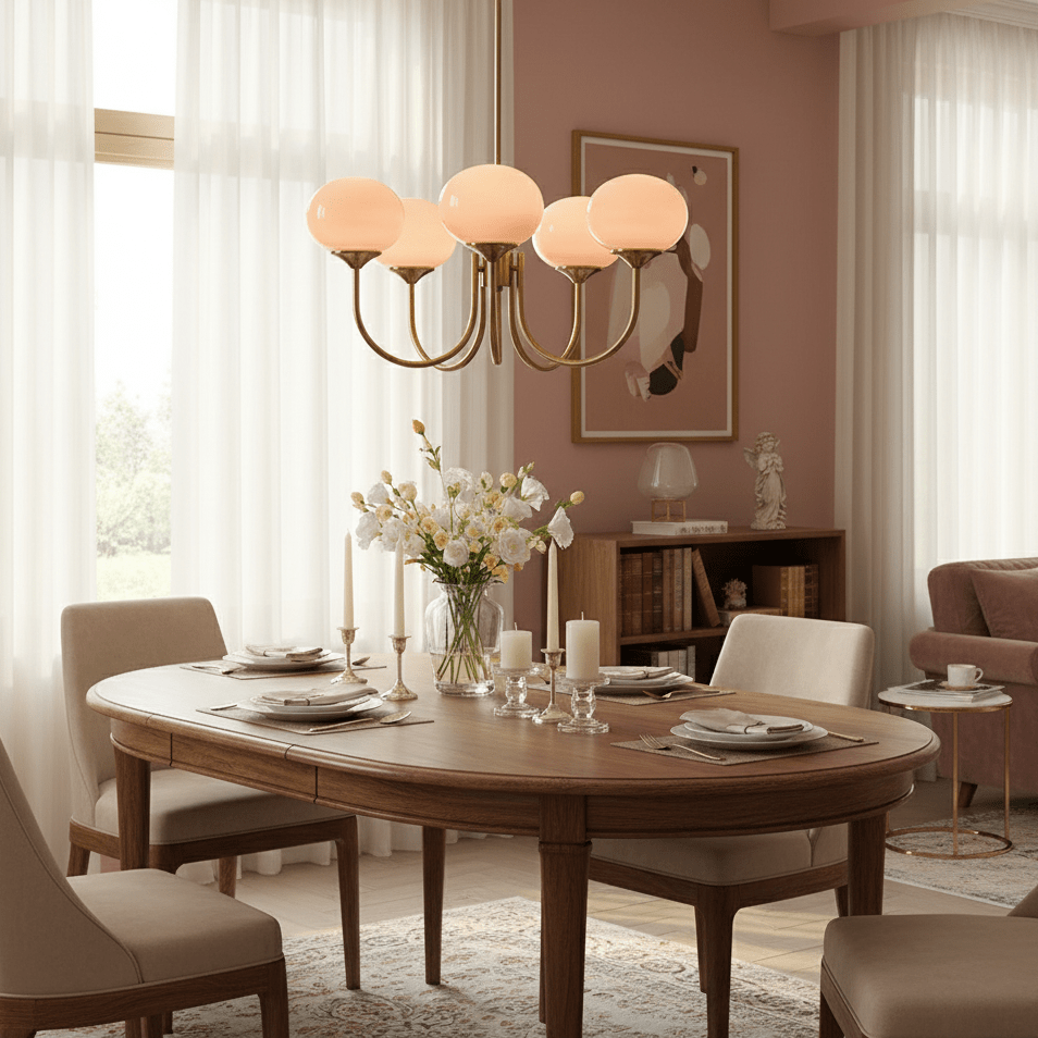 Amara | Round Pink Chandelier Acrylic Light for Living Room & Bedroom