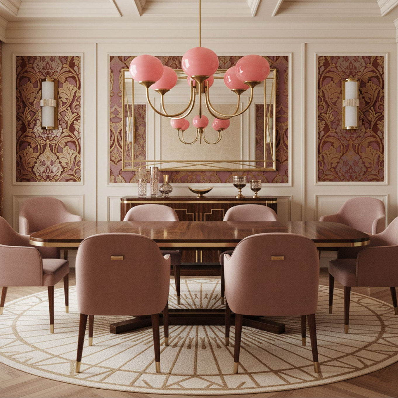 Amara | Round Pink Chandelier Acrylic Light for Living Room & Bedroom