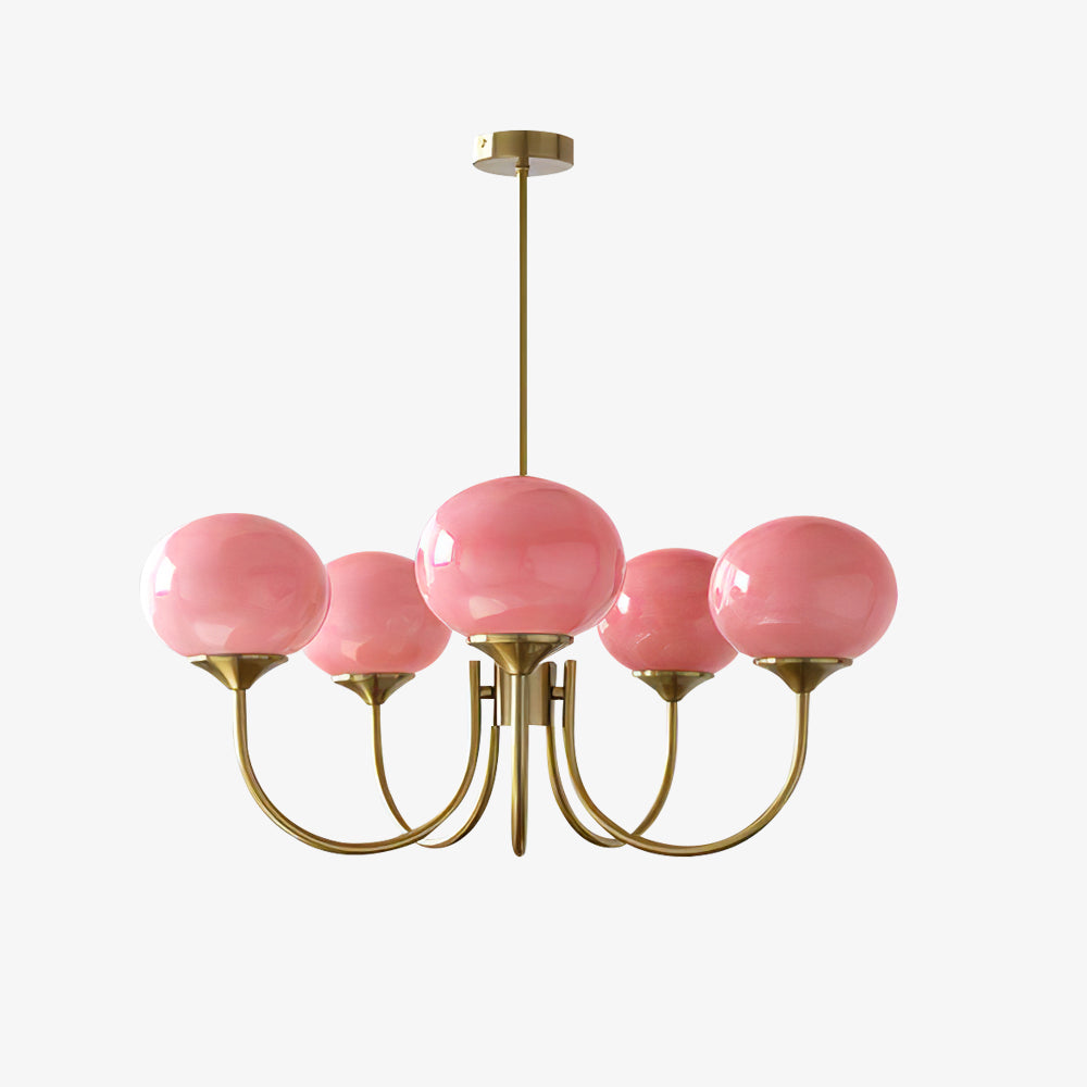 Amara | Round Pink Chandelier Acrylic Light for Living Room & Bedroom