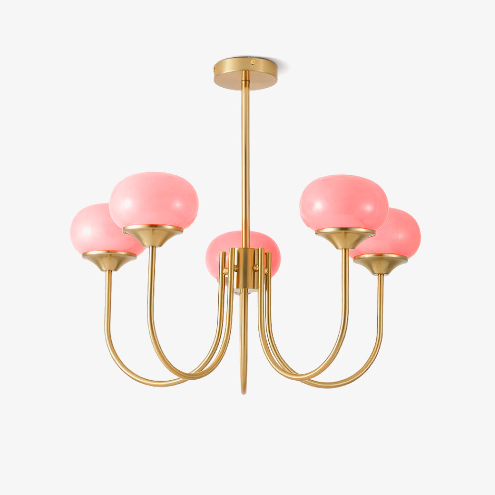 Amara | Round Pink Chandelier Acrylic Light for Living Room & Bedroom