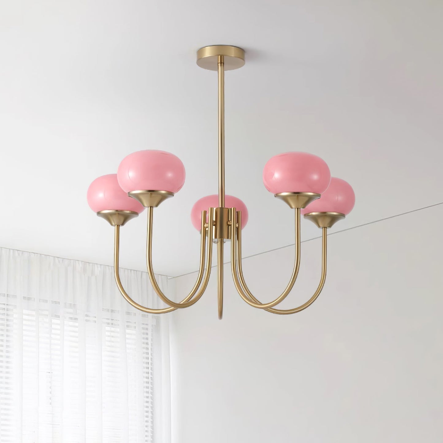 Amara | Round Pink Chandelier Acrylic Light for Living Room & Bedroom