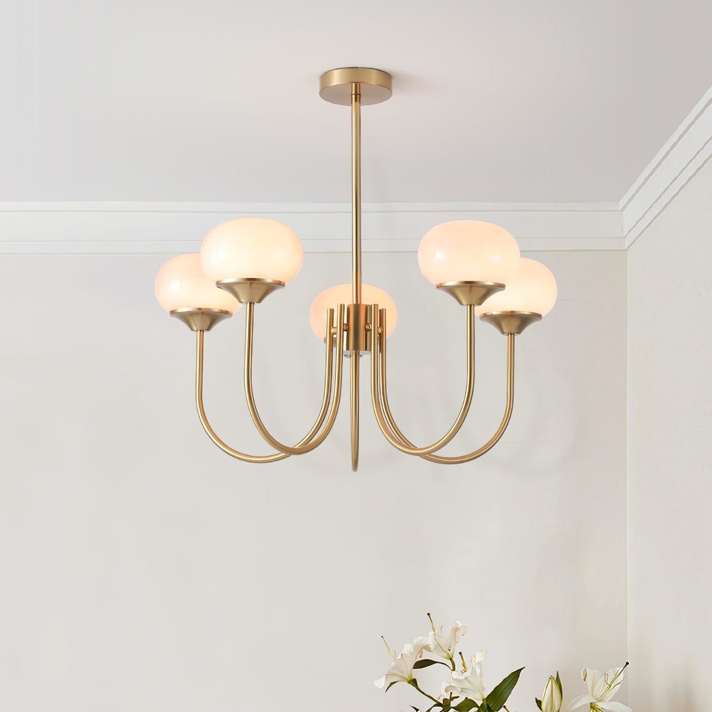 Amara | Round Pink Chandelier Acrylic Light for Living Room & Bedroom