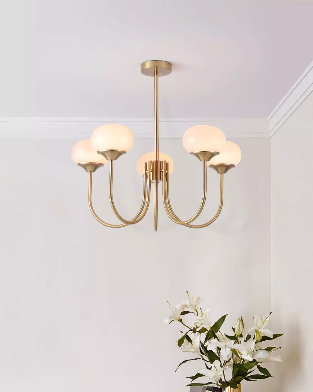 Amara | Round Pink Chandelier Acrylic Light for Living Room & Bedroom