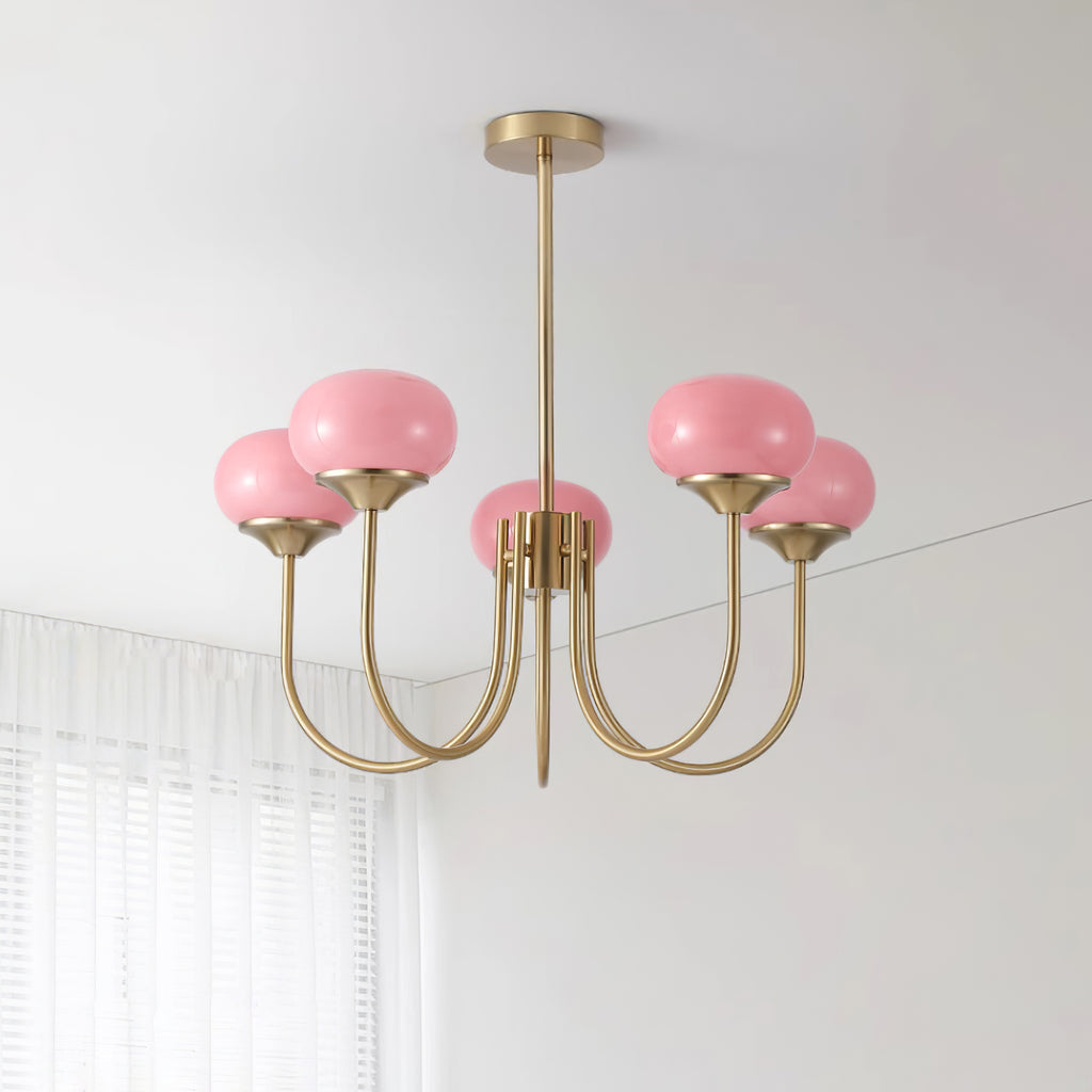 Amara | Round Pink Chandelier Acrylic Light for Living Room & Bedroom