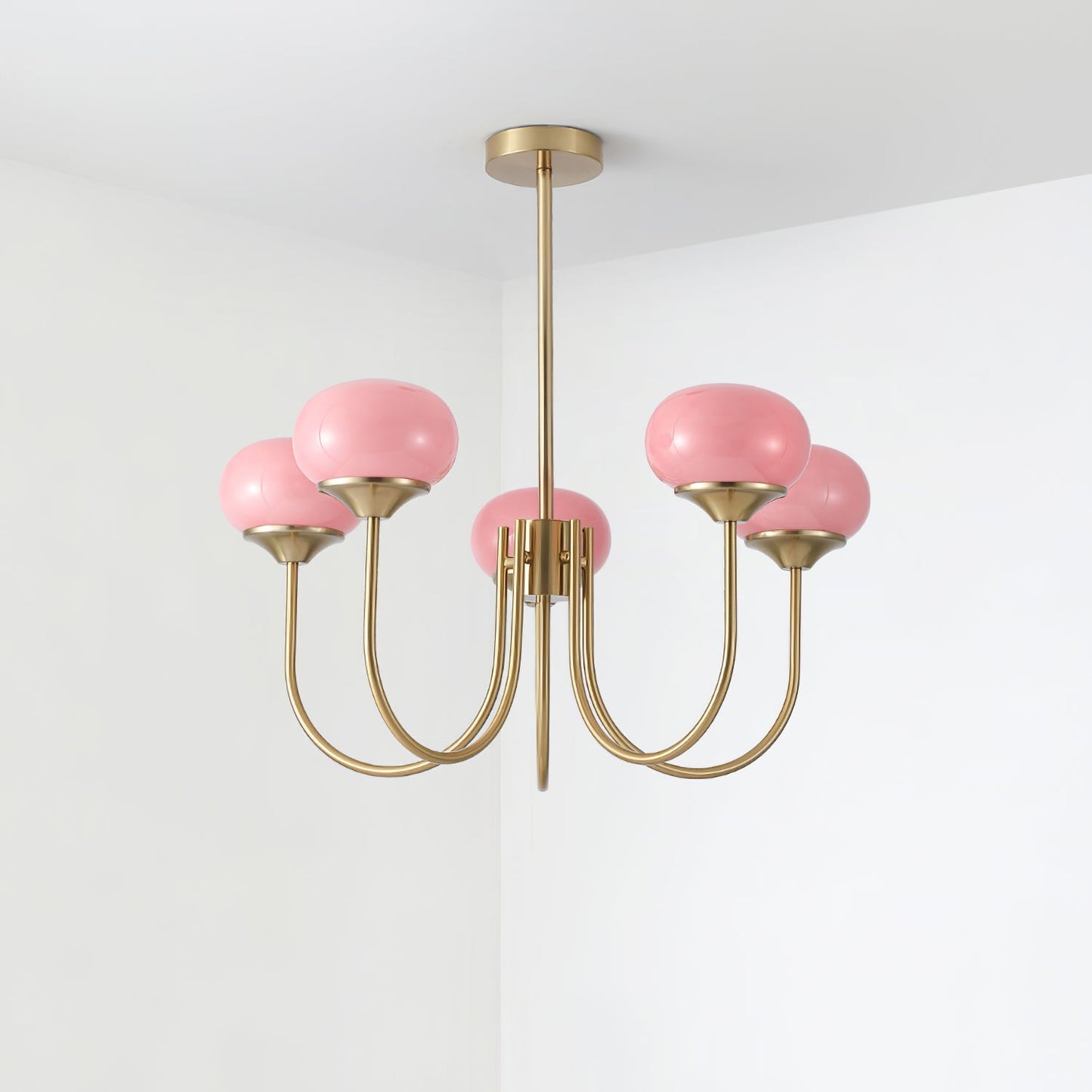 Amara | Round Pink Chandelier Acrylic Light for Living Room & Bedroom