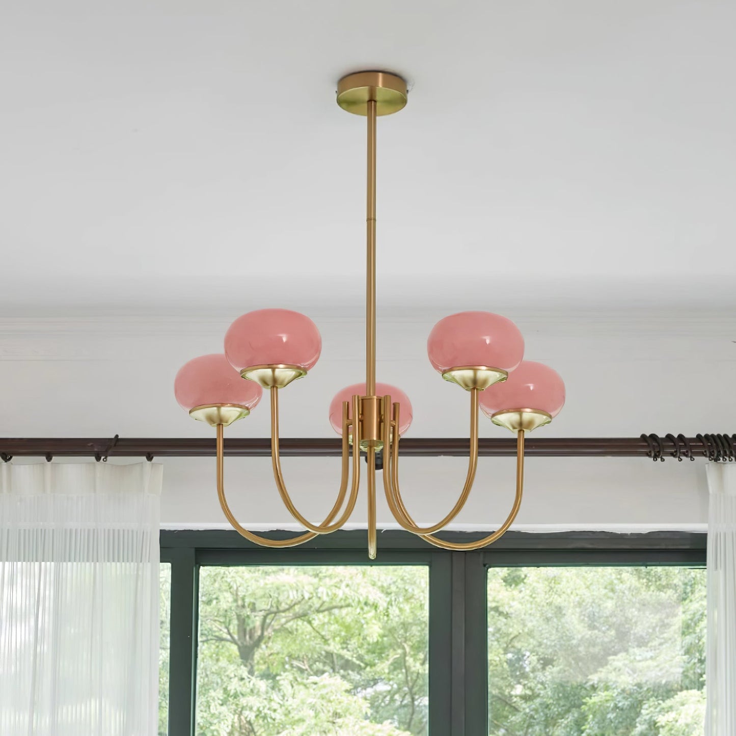 Amara | Round Pink Chandelier Acrylic Light for Living Room & Bedroom