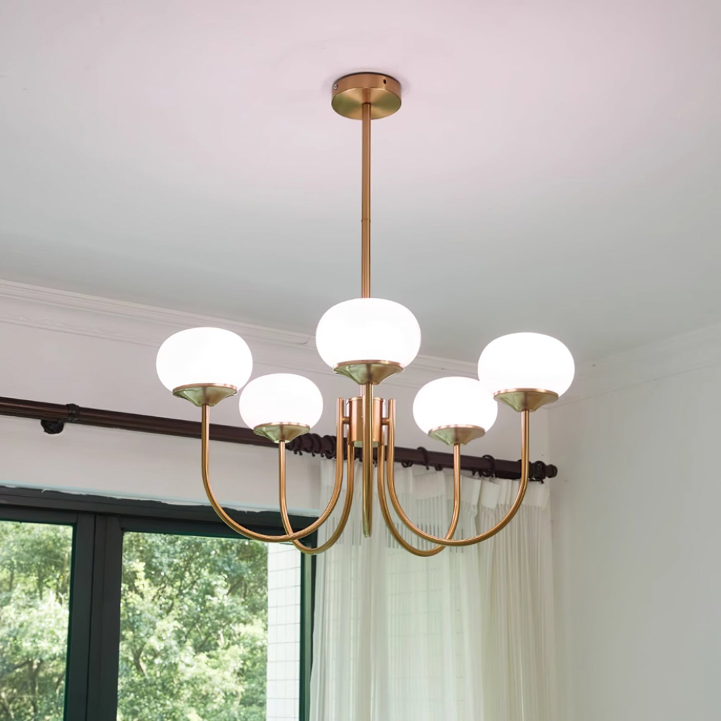 Amara | Round Pink Chandelier Acrylic Light for Living Room & Bedroom