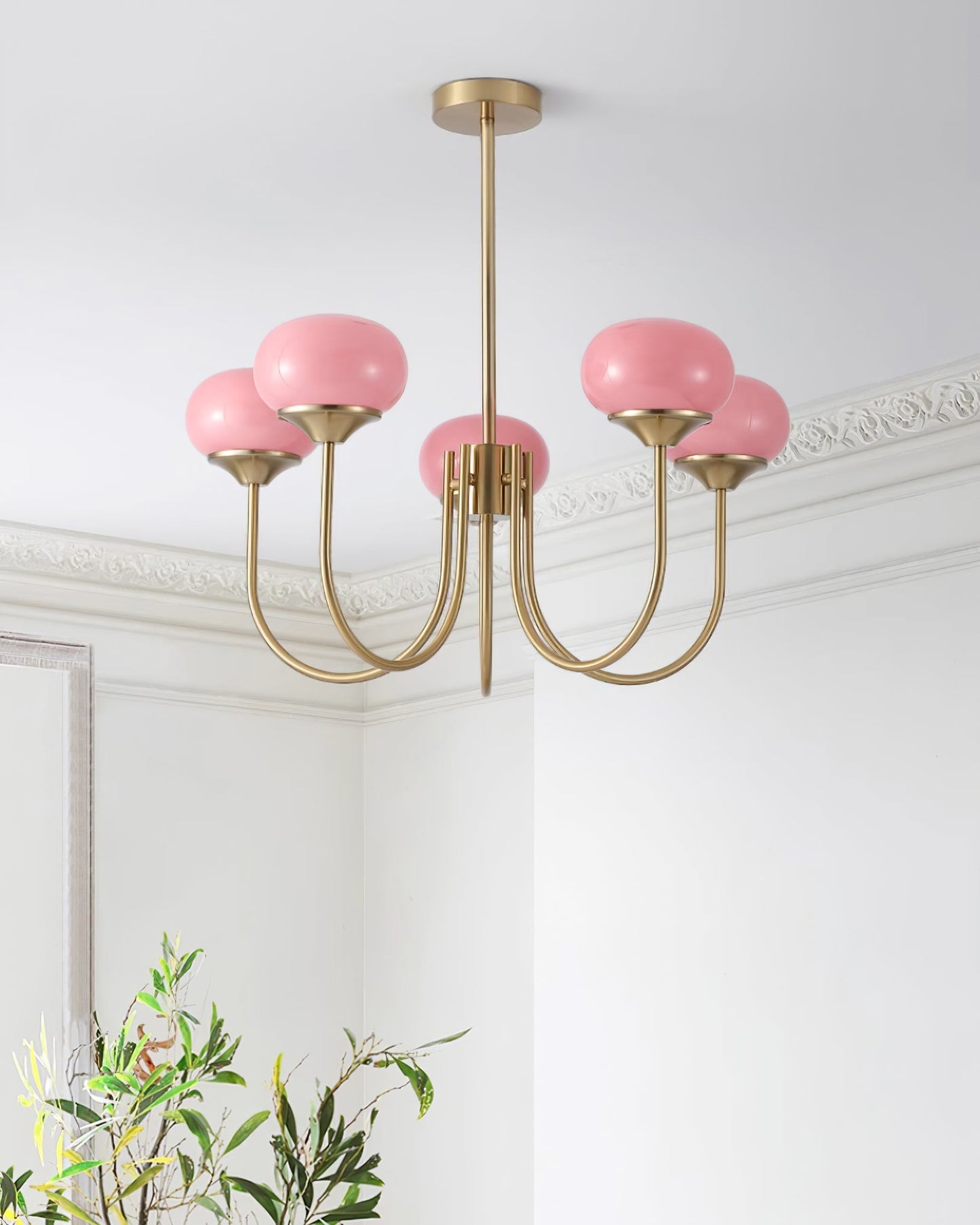 Amara | Round Pink Chandelier Acrylic Light for Living Room & Bedroom