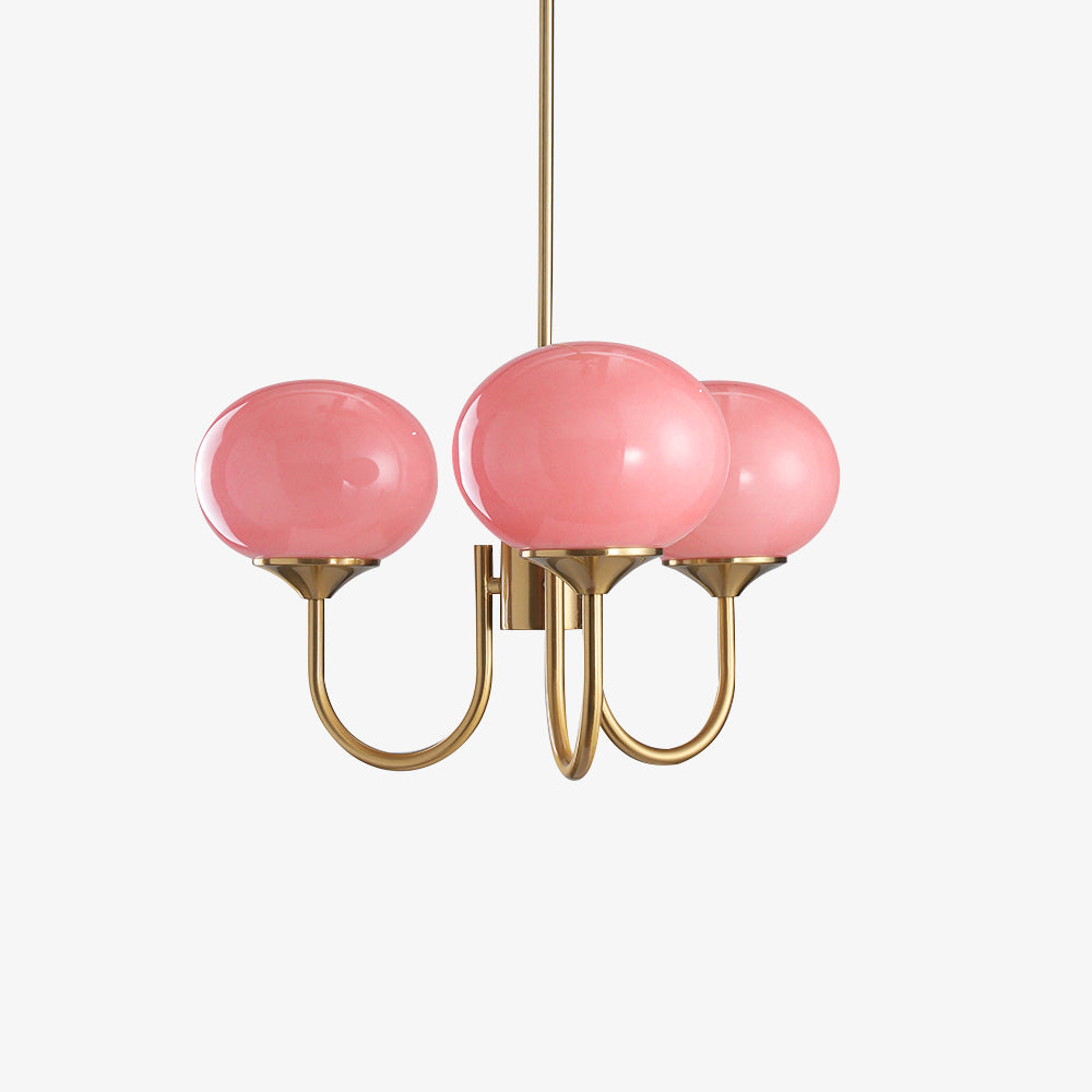 Amara | Round Pink Chandelier Acrylic Light for Living Room & Bedroom