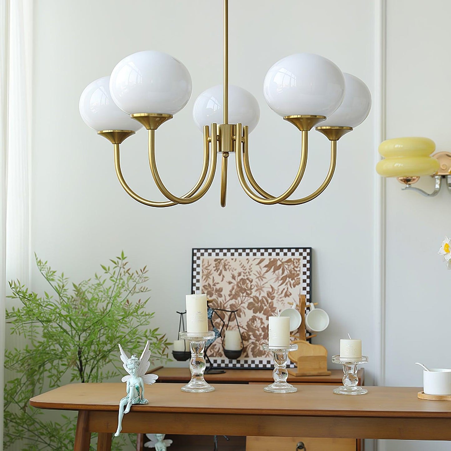 Amara | Round Pink Chandelier Acrylic Light for Living Room & Bedroom