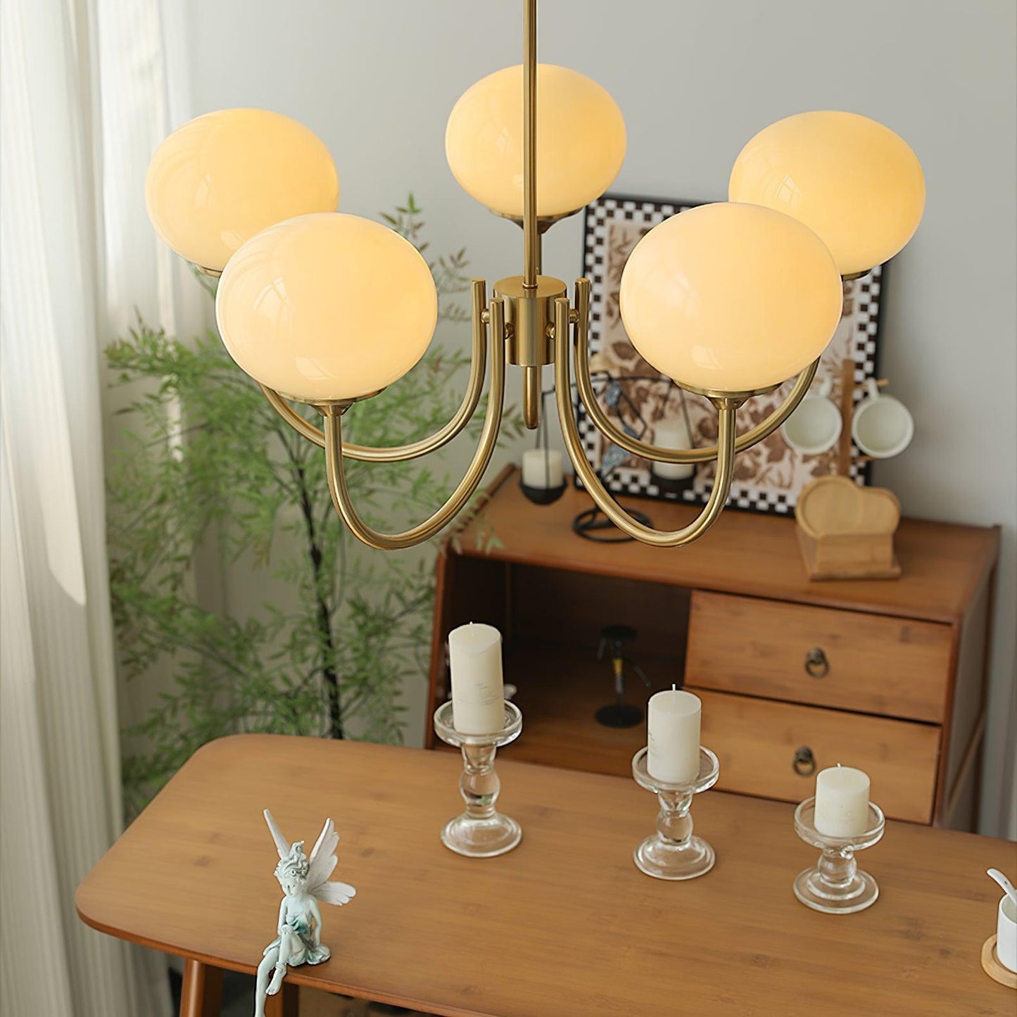 Amara | Round Pink Chandelier Acrylic Light for Living Room & Bedroom